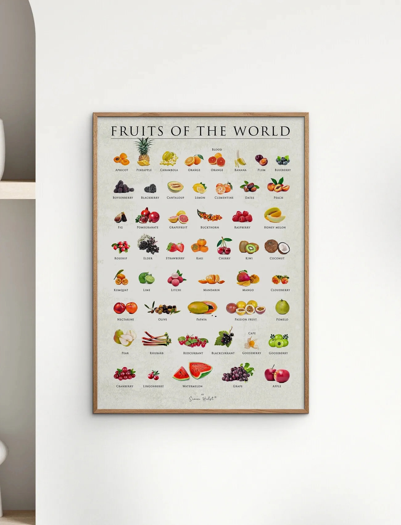 Poster & Frame Simon Holst - Fruits Of The World, 30X40 cm, Multi/patterned, Plakater > Mad, Unisex