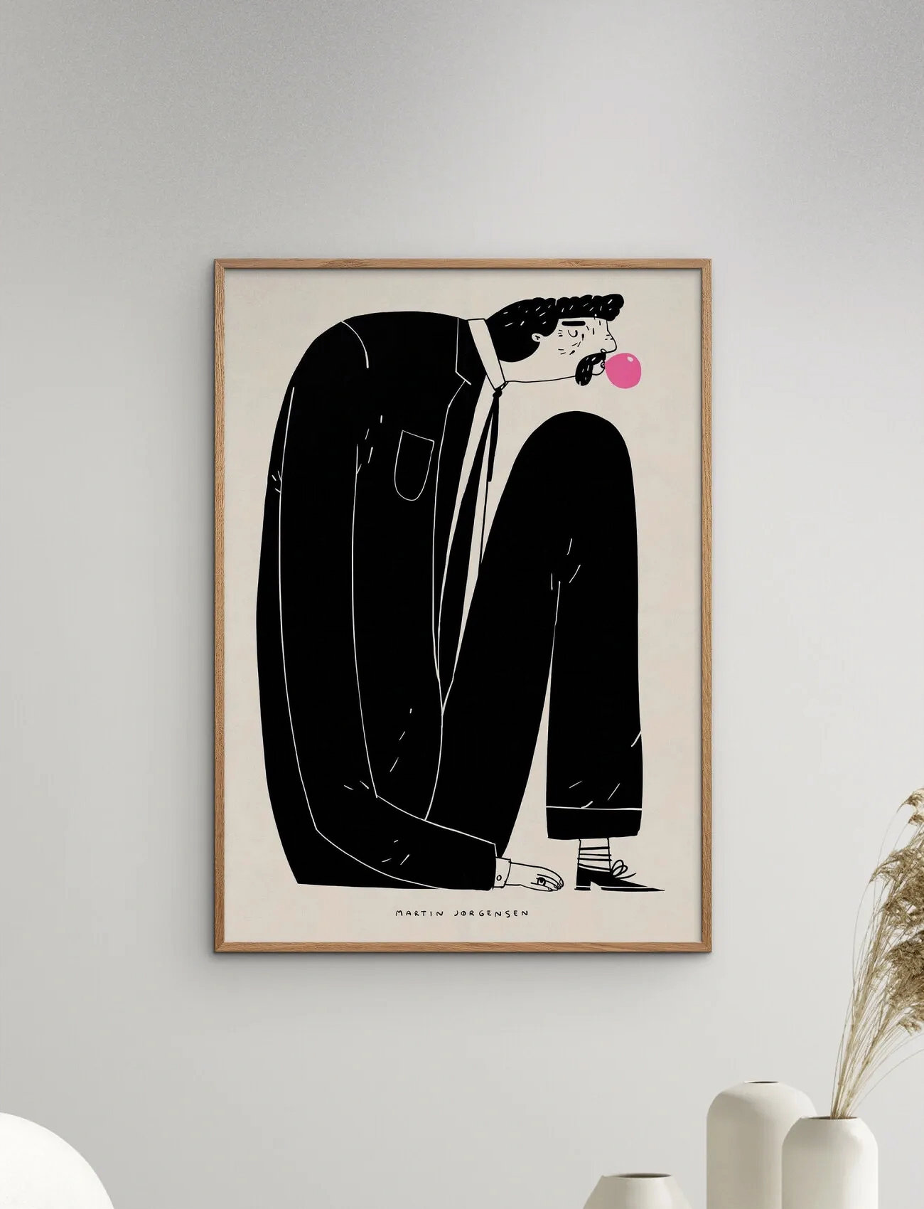Poster & Frame Martin Jørgensen - Gum Man, 30X40 cm, Black, Plakater > Sort Og Hvid, Unisex