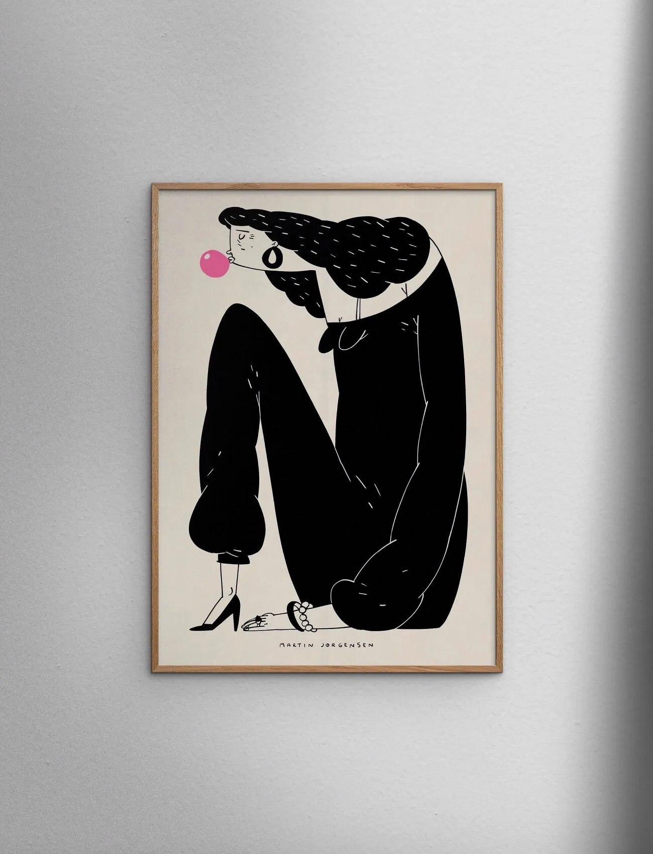 Poster & Frame Martin Jørgensen - Gum Woman, 30X40 cm, Black, Plakater > Illustrationer, Unisex