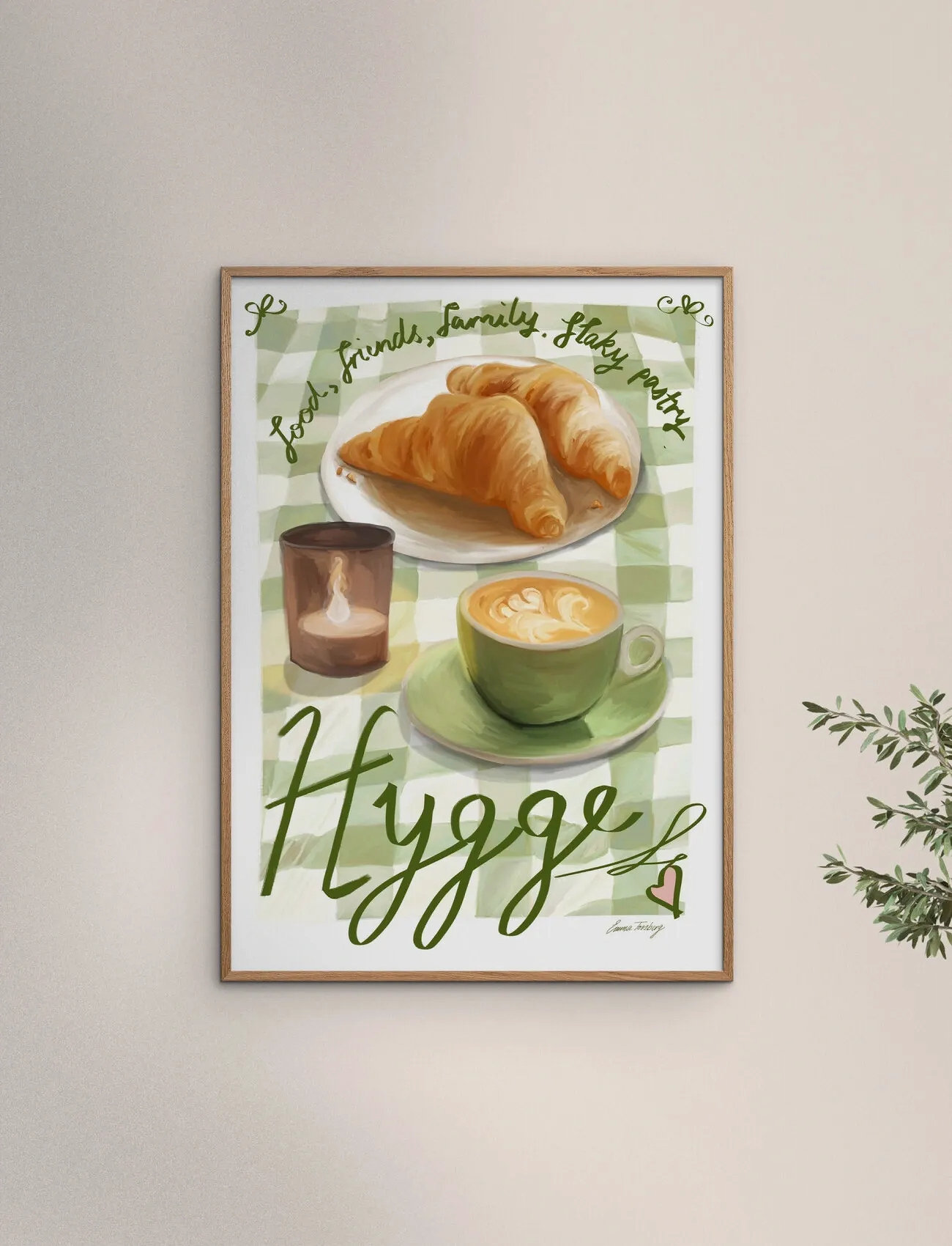 Poster & Frame Emma Forsberg - Hygge, 70X100 cm, Green, Plakater > Illustrationer, Unisex