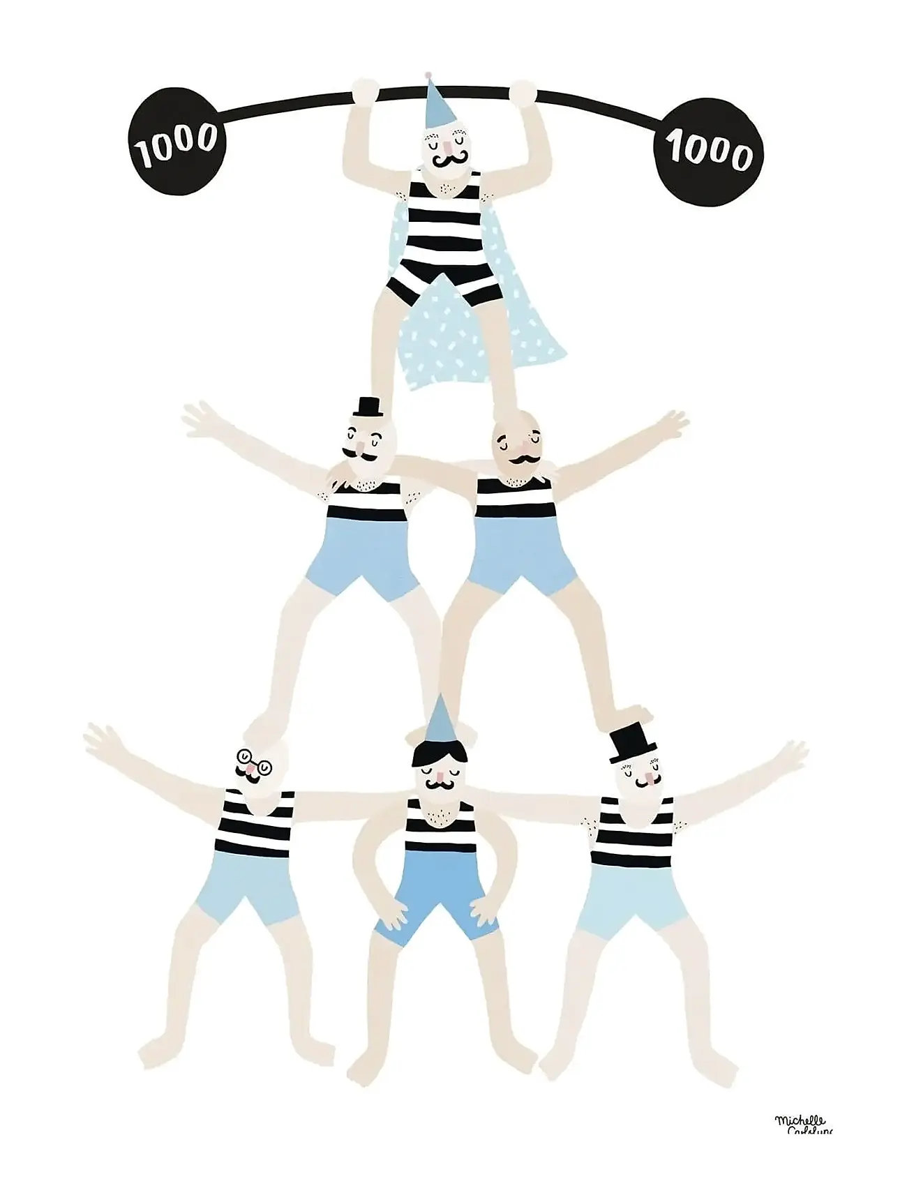 Poster & Frame Michelle Carlslund - Kids - Acrobats, 30X40 cm, Blue, Plakater Og Rammer > Plakater, Børn