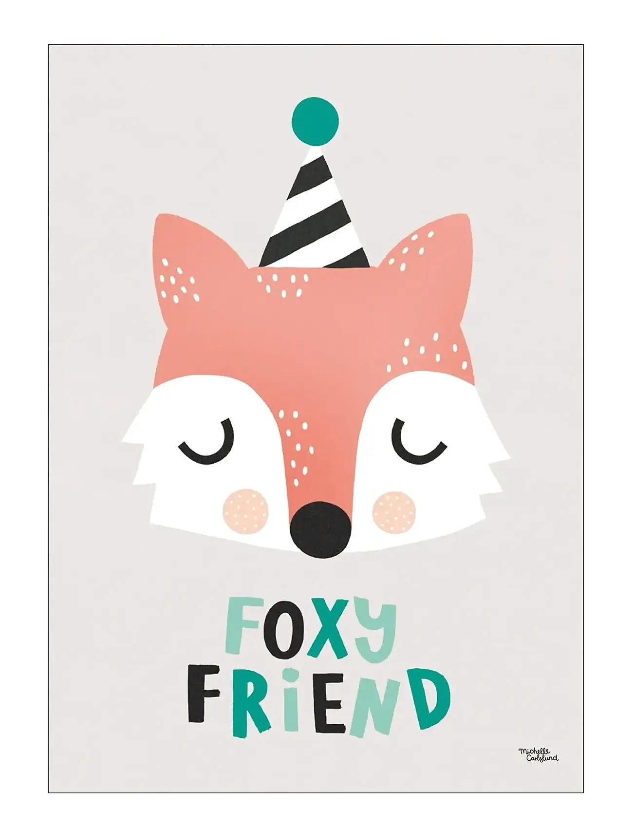 Poster & Frame Michelle Carlslund - Kids - Foxy Friend, 30X40 cm, Black, Plakater Og Rammer > Plakater, Børn