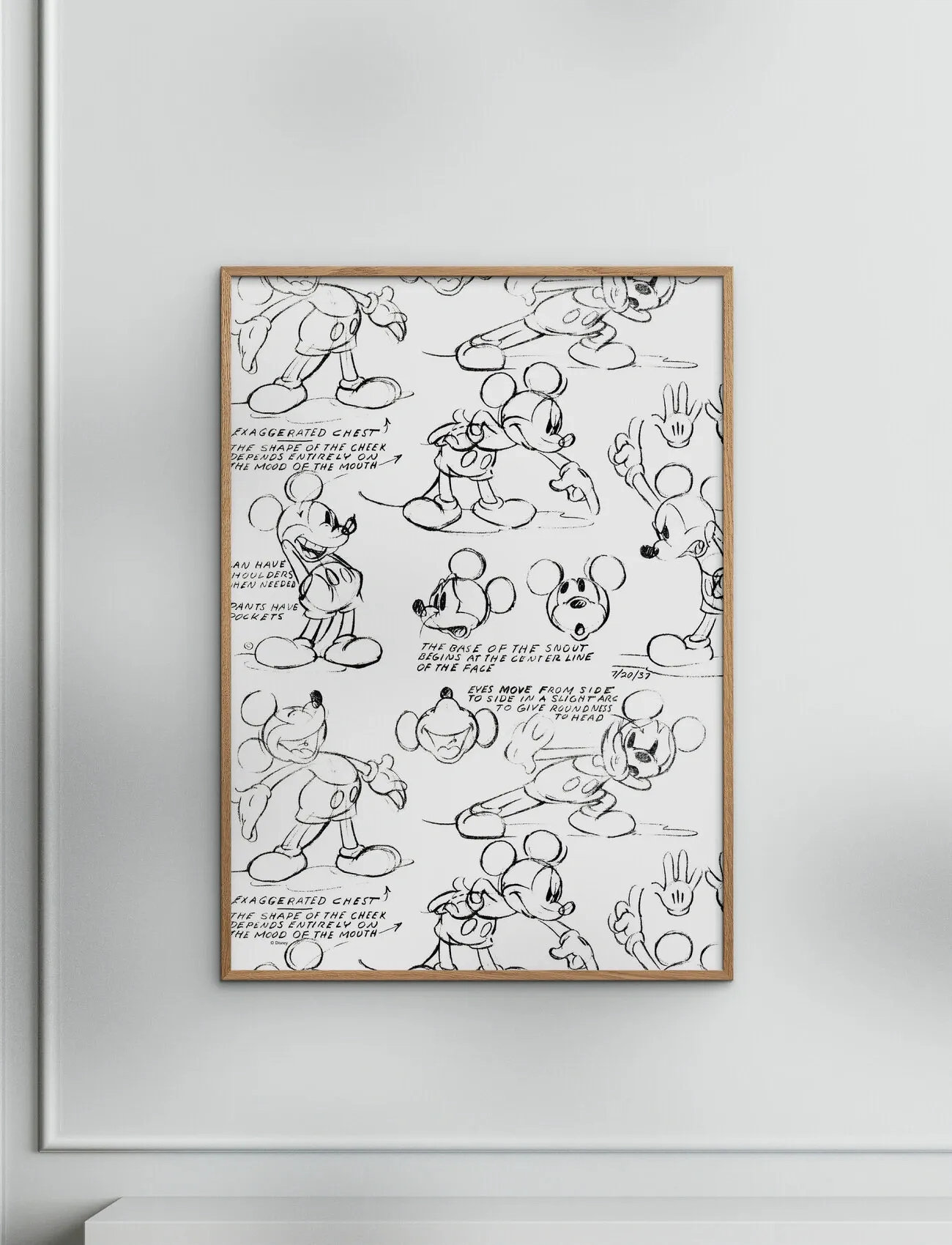 Poster & Frame Disney - Mickey Mouse – Character Sheet 1937, 50X 70 cm, Black, Plakater Og Rammer > Plakater, Børn