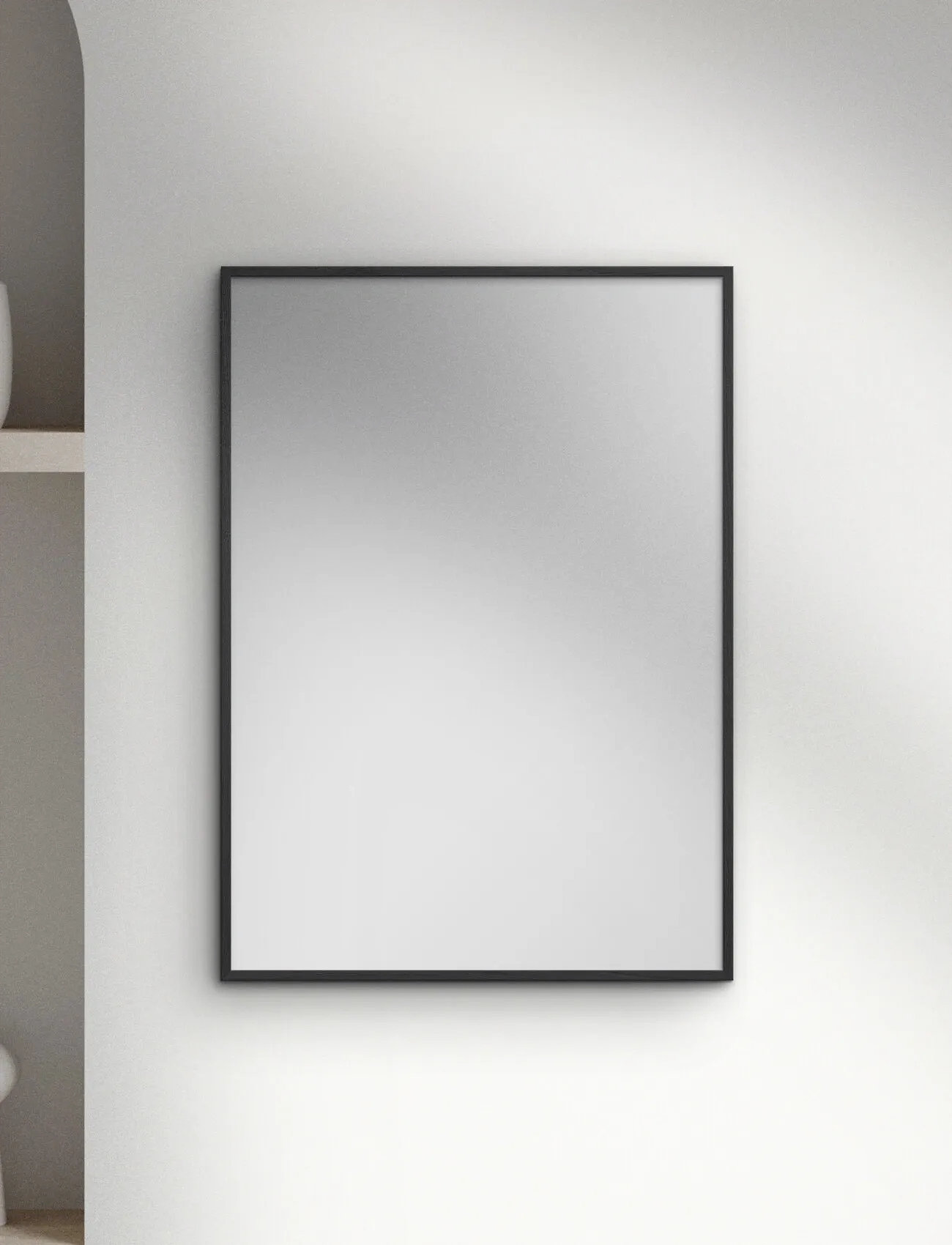 Poster & Frame Black Wood Mirror, 30X40 cm, Black, Spejle > Vægspejle, Unisex