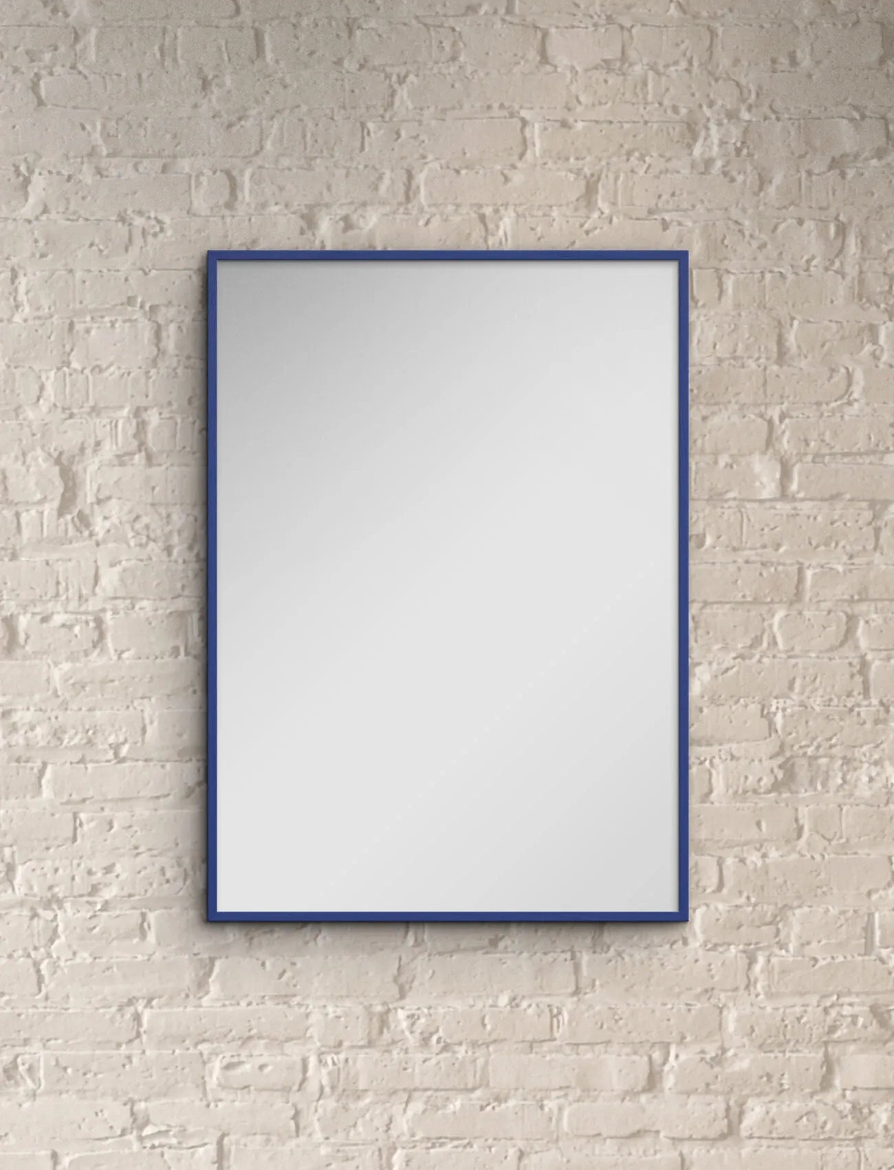 Poster & Frame Blue Wood Mirror, 50X70 cm, Blue, Spejle > Vægspejle, Unisex