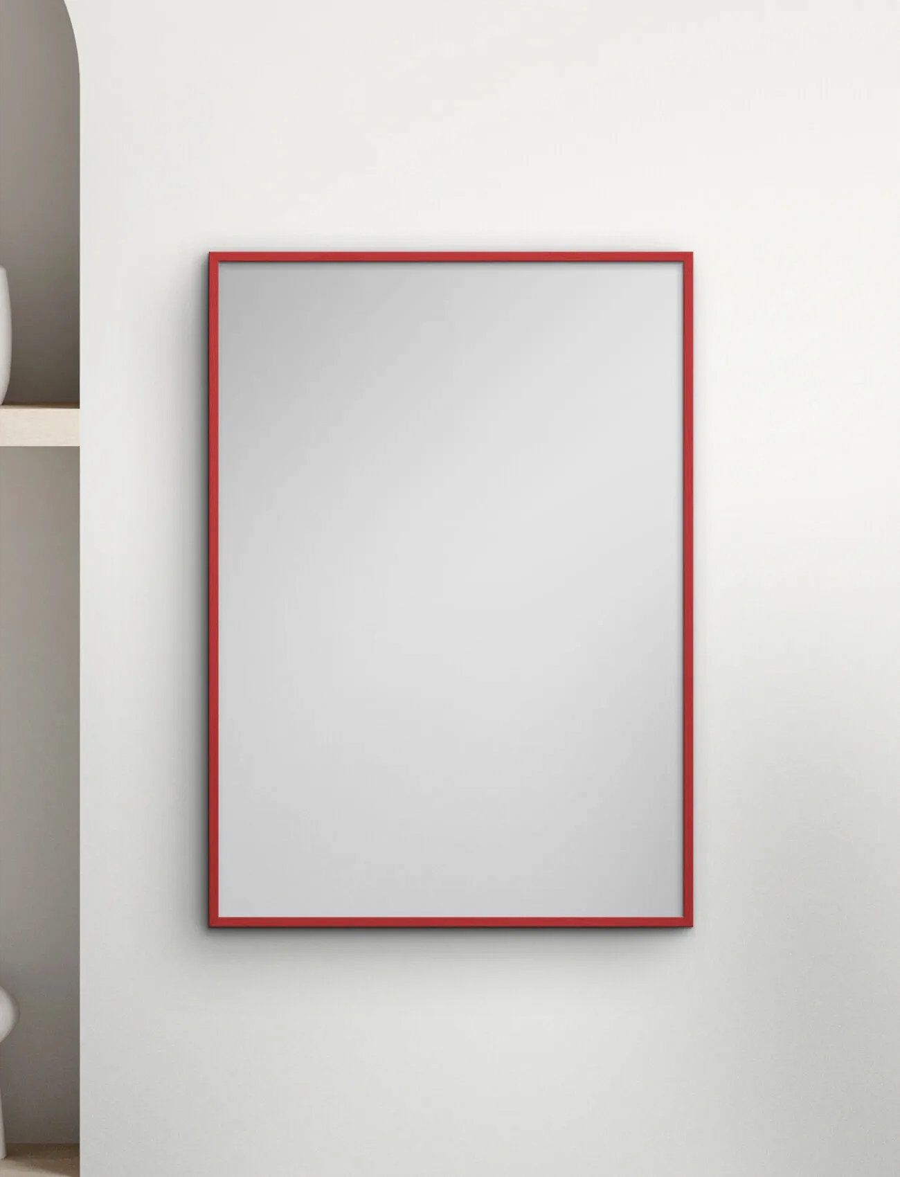 Poster & Frame Red Wood Mirror, 30X40 cm, Red, Spejle > Vægspejle, Unisex