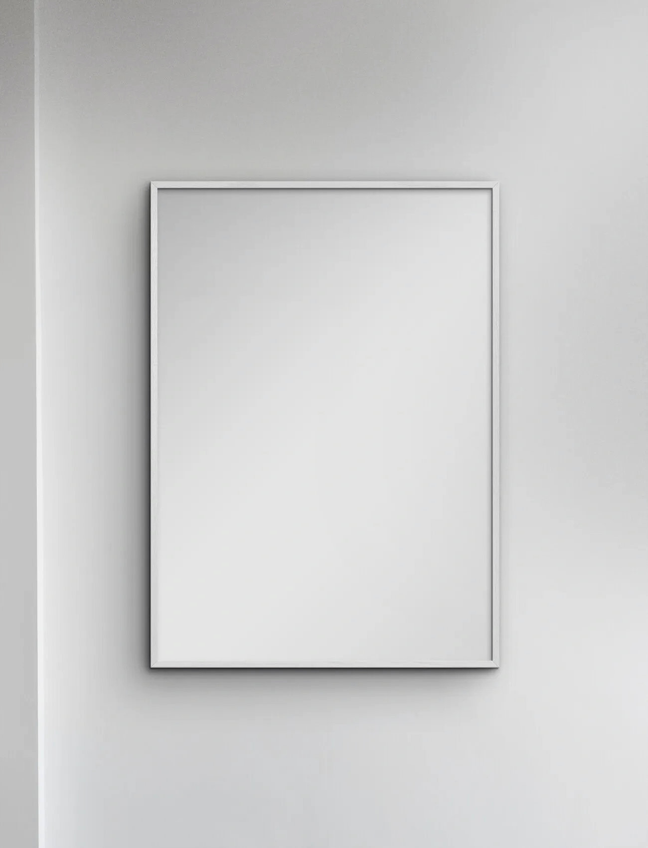 Poster & Frame White Wood Mirror, 40X50 cm, White, Spejle > Vægspejle, Unisex