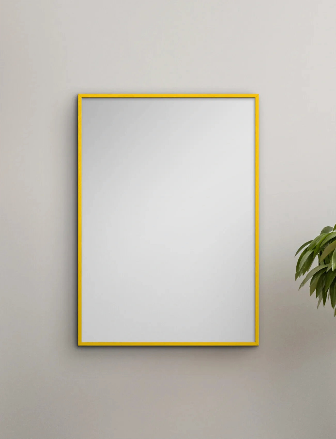 Poster & Frame Yellow Wood Mirror, 50X70 cm, Yellow, Spejle > Vægspejle, Unisex
