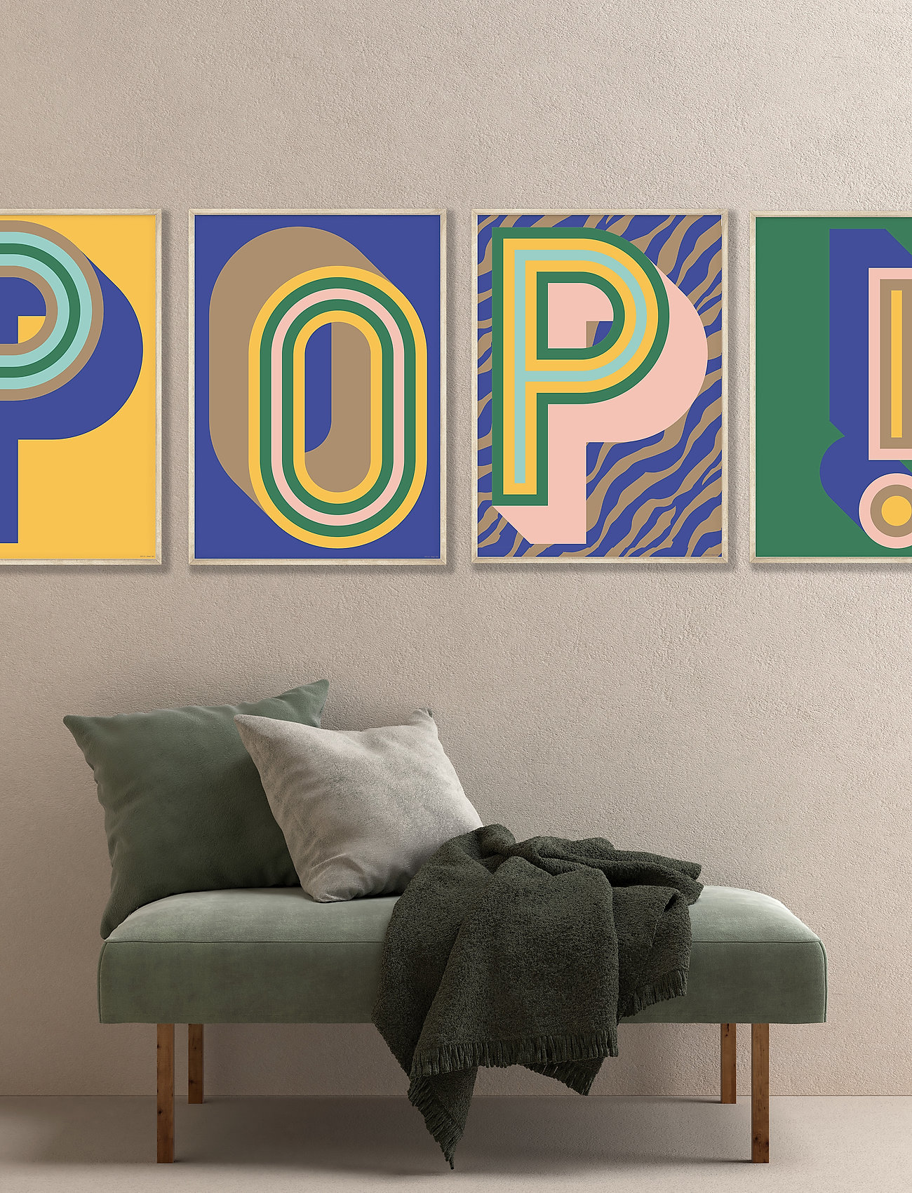 Poster & Frame Pop-4, 70X100 cm, Green, Plakater > Illustrationer, Unisex