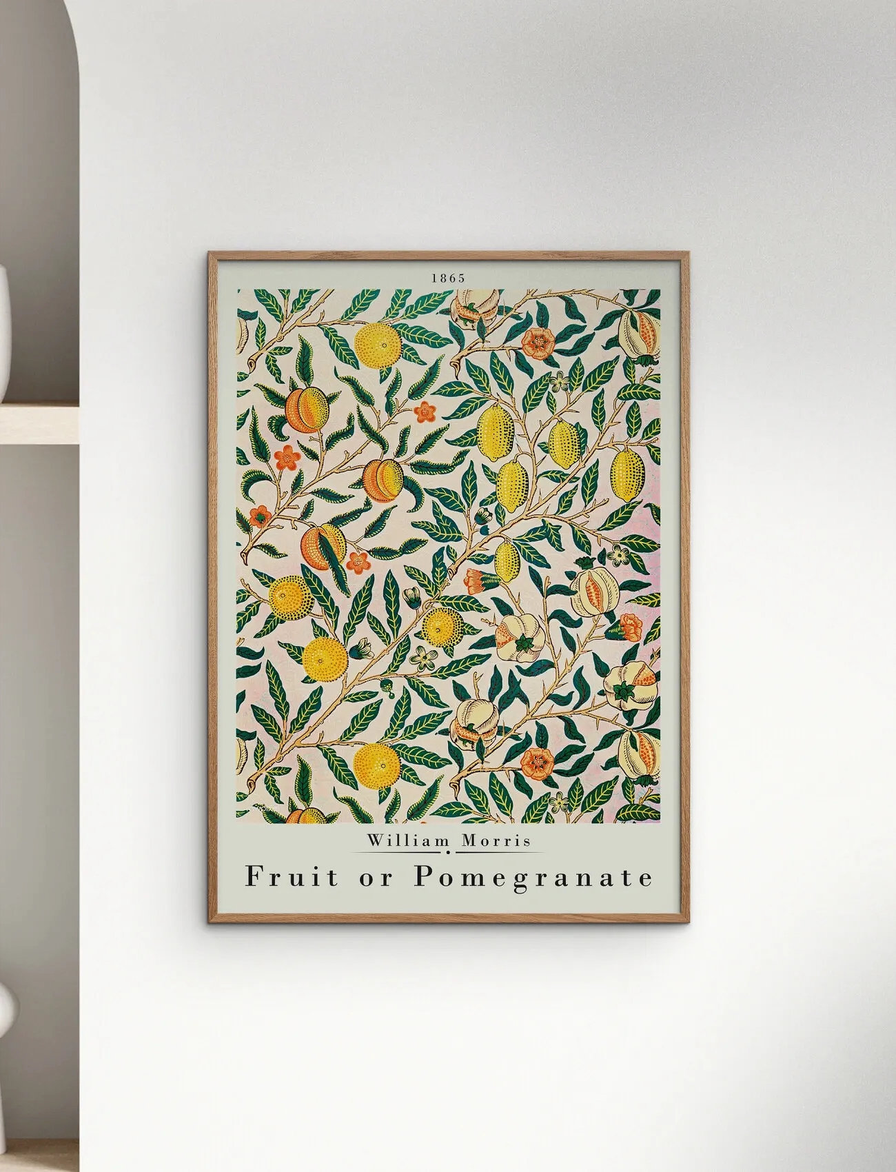 Poster & Frame William Morris - Pomegranate, 50X70 cm, Green, Plakater > Botaniske, Unisex