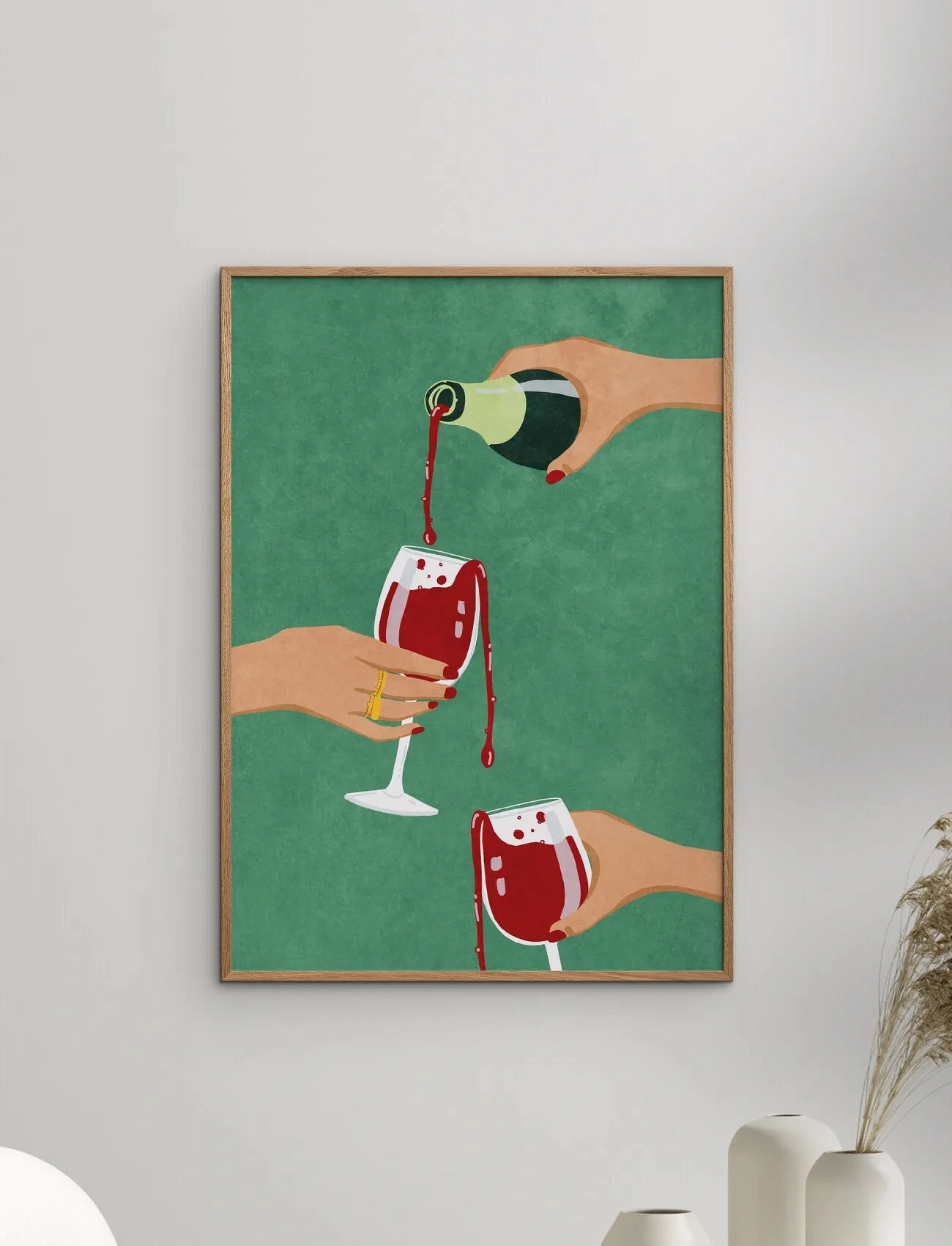 Poster & Frame Raissa Oltmanns - Cheers Girls, 50X70 cm, Green, Plakater > Illustrationer, Unisex