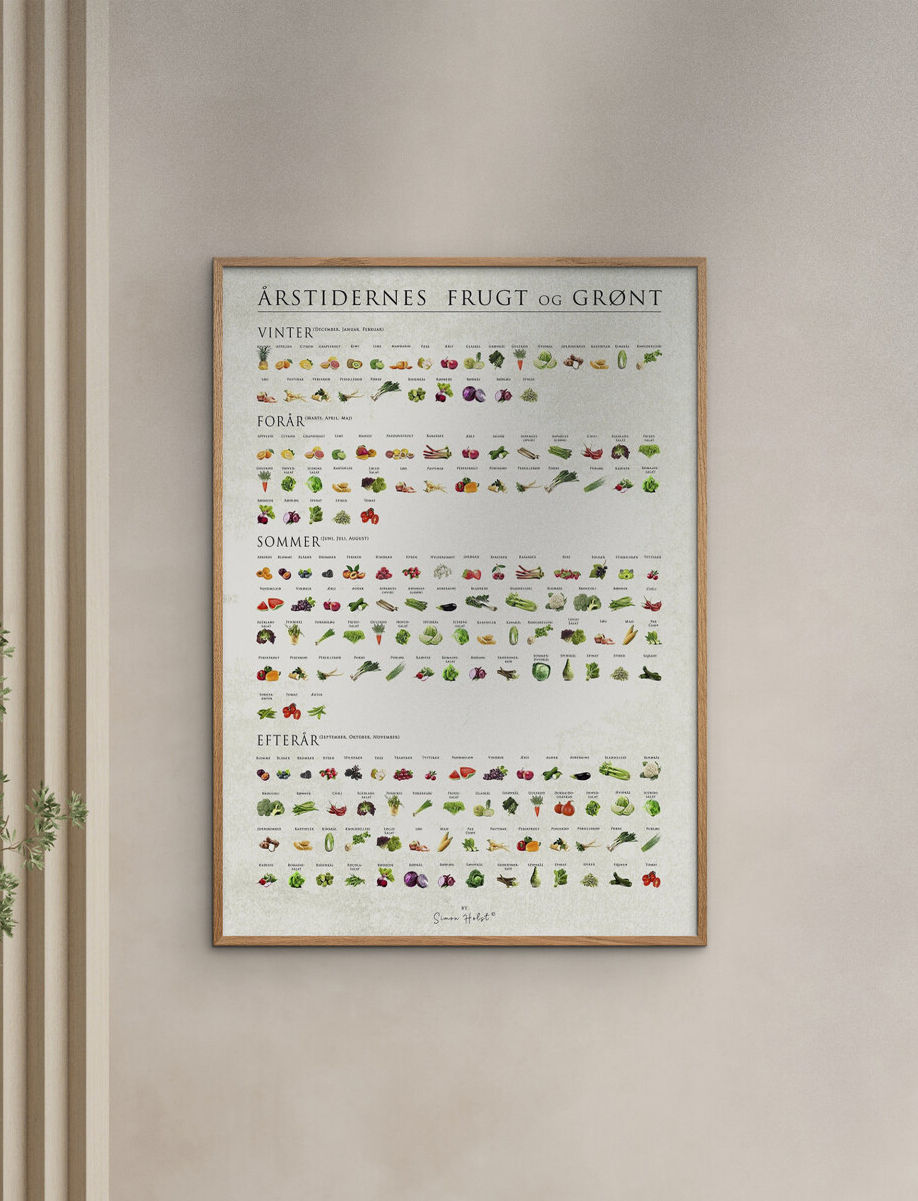 Poster & Frame Årstidernes Frugt Og Grønt, 30X40 cm, Multi/patterned, Plakater > Botaniske, Unisex