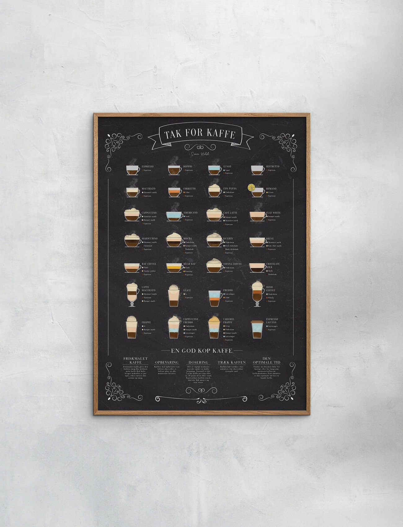 Poster & Frame Kaffe-Kridt, 30X40 cm, Multi/patterned, Plakater > Mad, Unisex