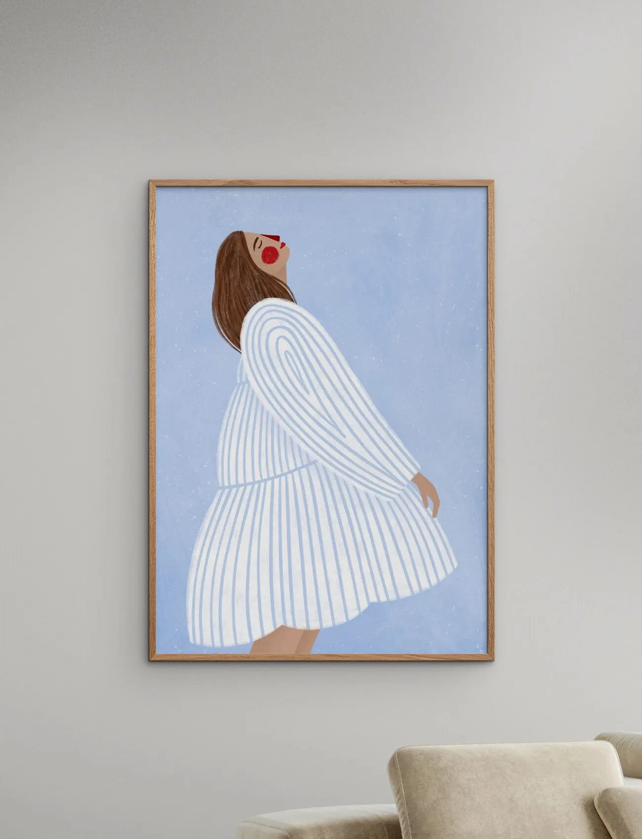 Poster & Frame Bea Muller - The Woman With The Blue Stripes, 30X40 cm, Blue, Plakater > Illustrationer, Unisex