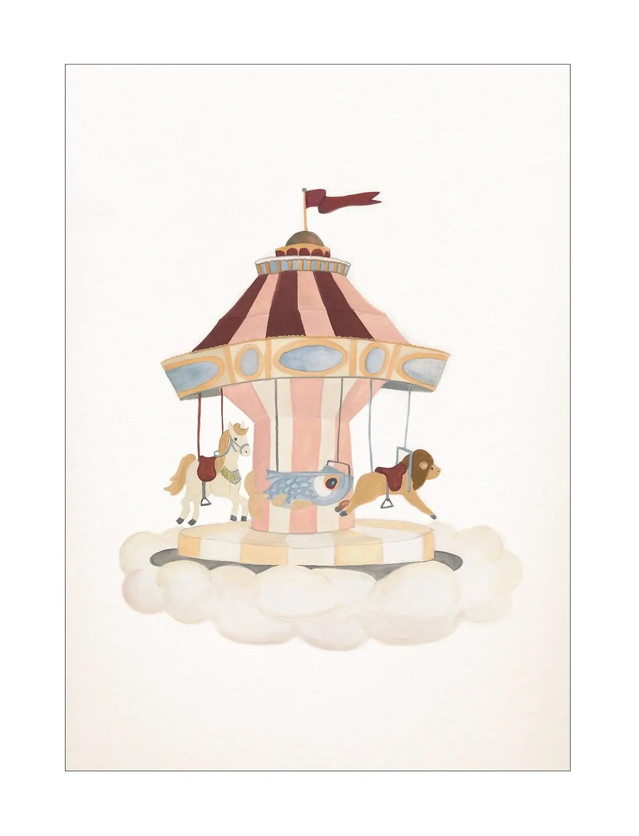 Poster & Frame Tiny Goods - Merry Go Round, 30X40 cm, Pink, Plakater Og Rammer > Plakater, Børn