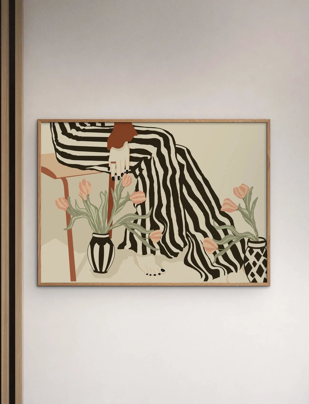 Poster & Frame Affordable Art Prints X Sannel Larson - Tulips By My Feet, 30X40 cm, Beige, Plakater > Illustrationer, Unisex