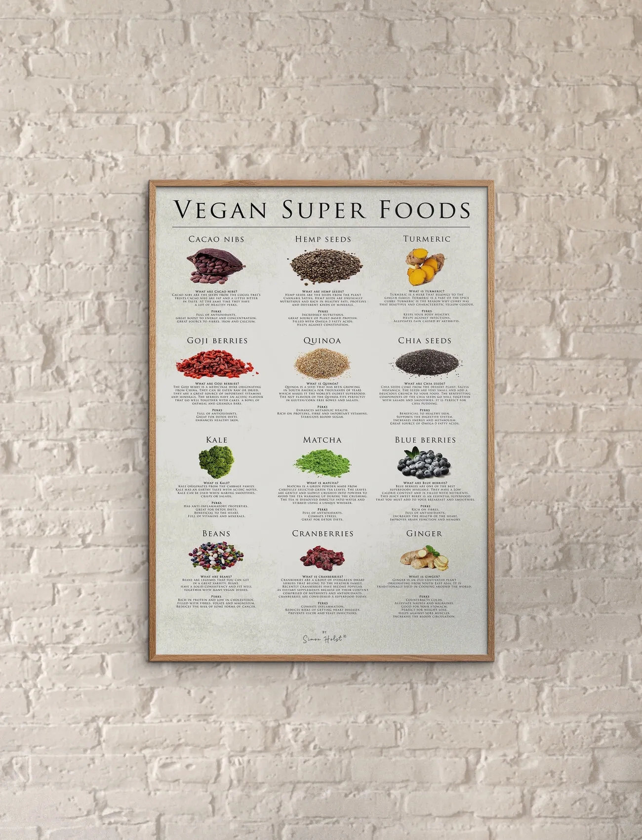 Poster & Frame Simon Holst - Vegan Super Foods, 70X100 cm, Multi/patterned, Plakater > Mad, Unisex