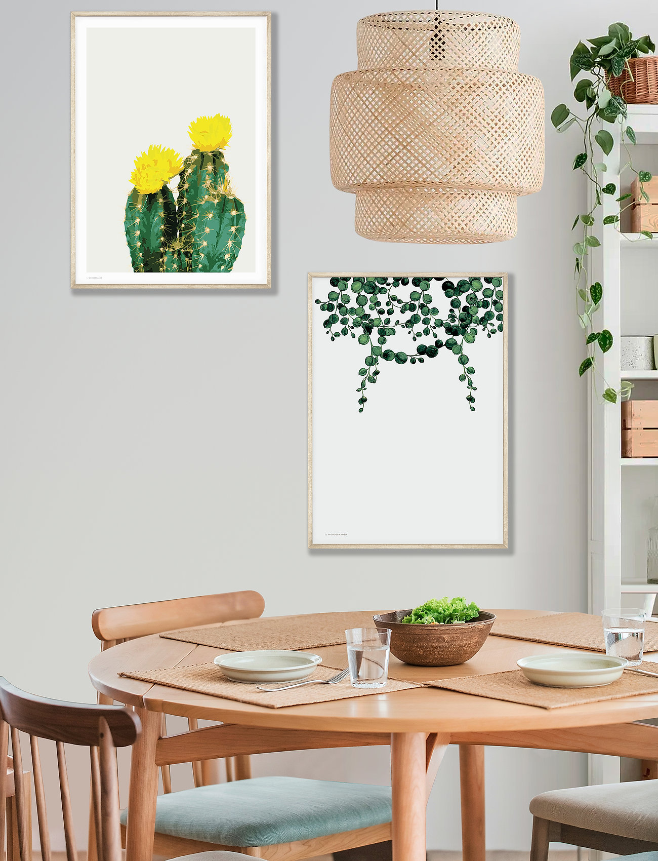 Poster & Frame Opuntia Cactus, 50X70 cm, Multi/patterned, Plakater > Botaniske, Unisex