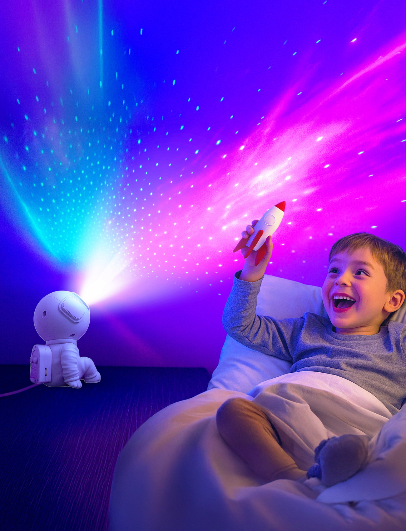 Powerpal Lumi Astro Mini, H22.8 cm, White, Belysning > Natlamper, Børn