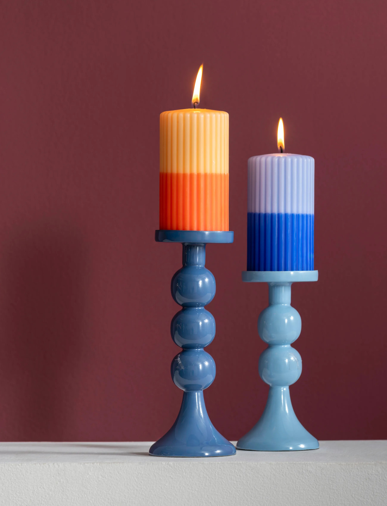 present time Candle Holder Funky Medium, H 20 cm, Blue, Lysestager & Lanterner > Lysestager, Unisex