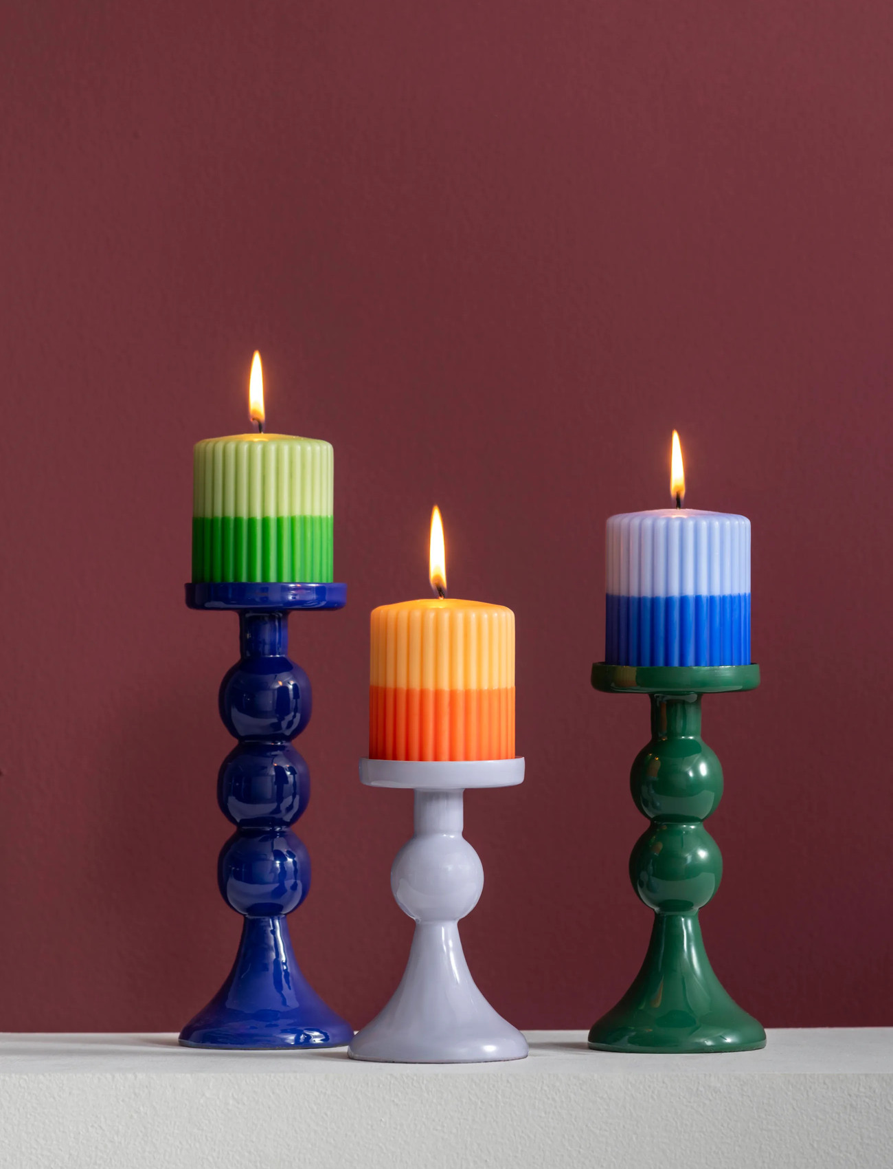 present time Candle Holder Funky Medium, H 20 cm, Green, Lysestager & Lanterner > Lysestager, Unisex