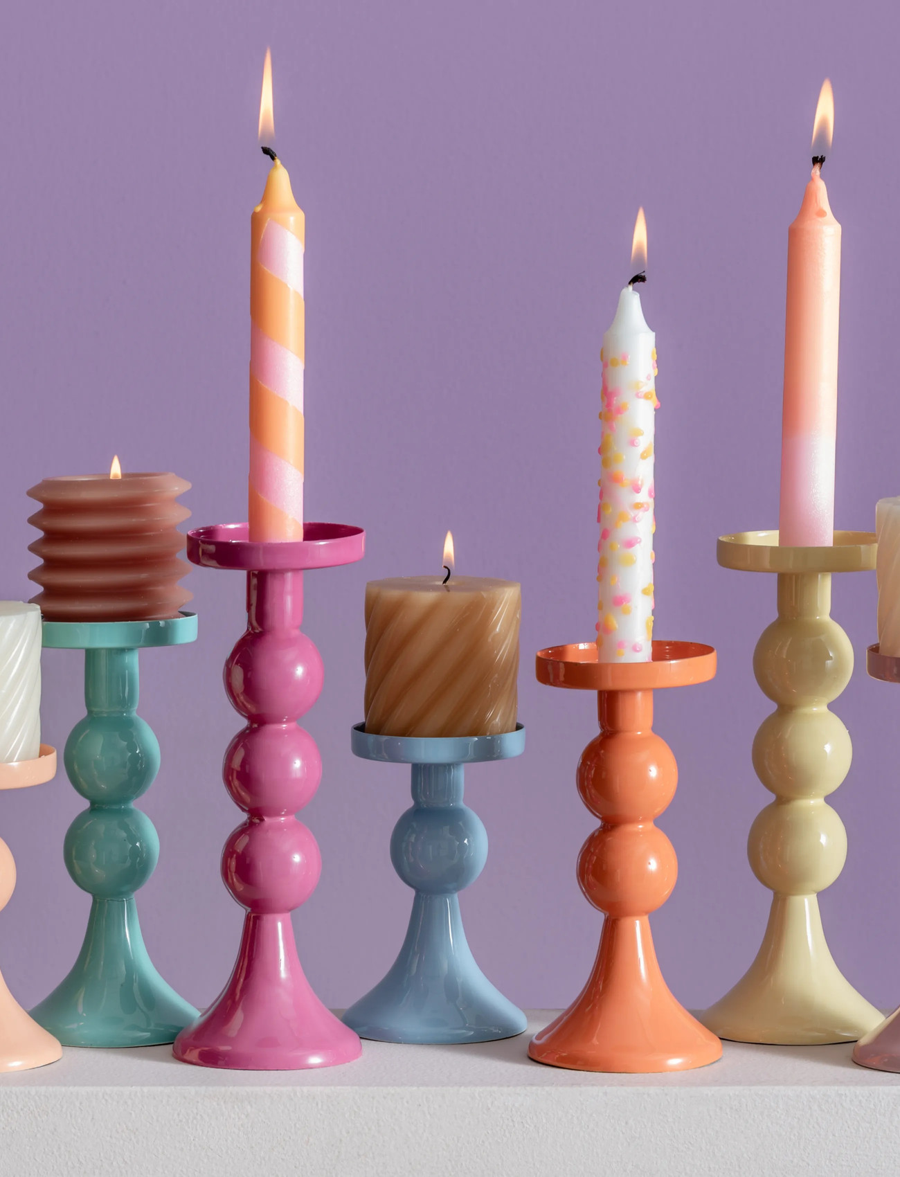 present time Candle Holder Funky Medium, H 20 cm, Pink, Lysestager & Lanterner > Lysestager, Unisex