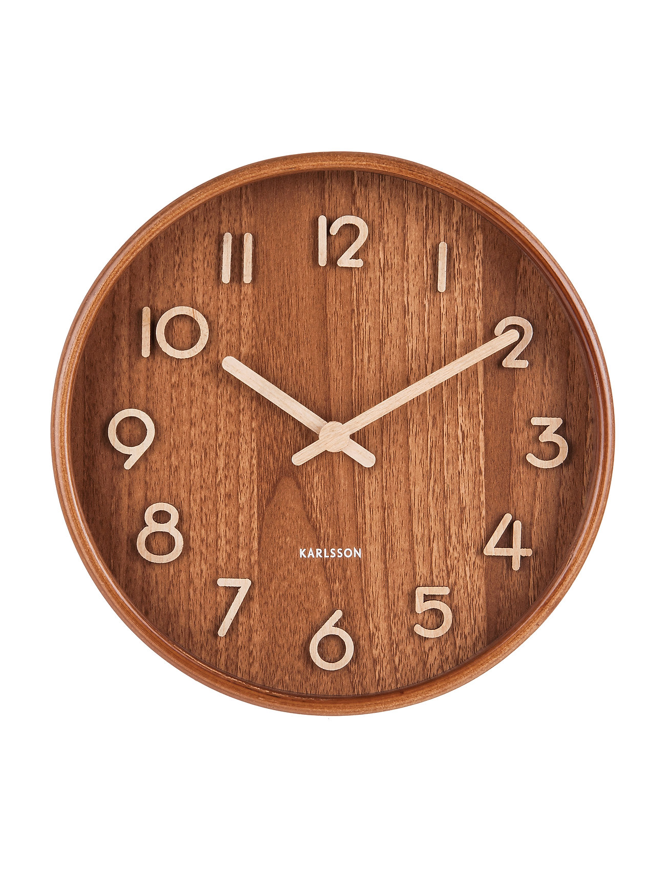 KARLSSON Wall Clock Pure Small Dark Basswood, Ø22 cm, Brown, Ure > Vægure, Unisex