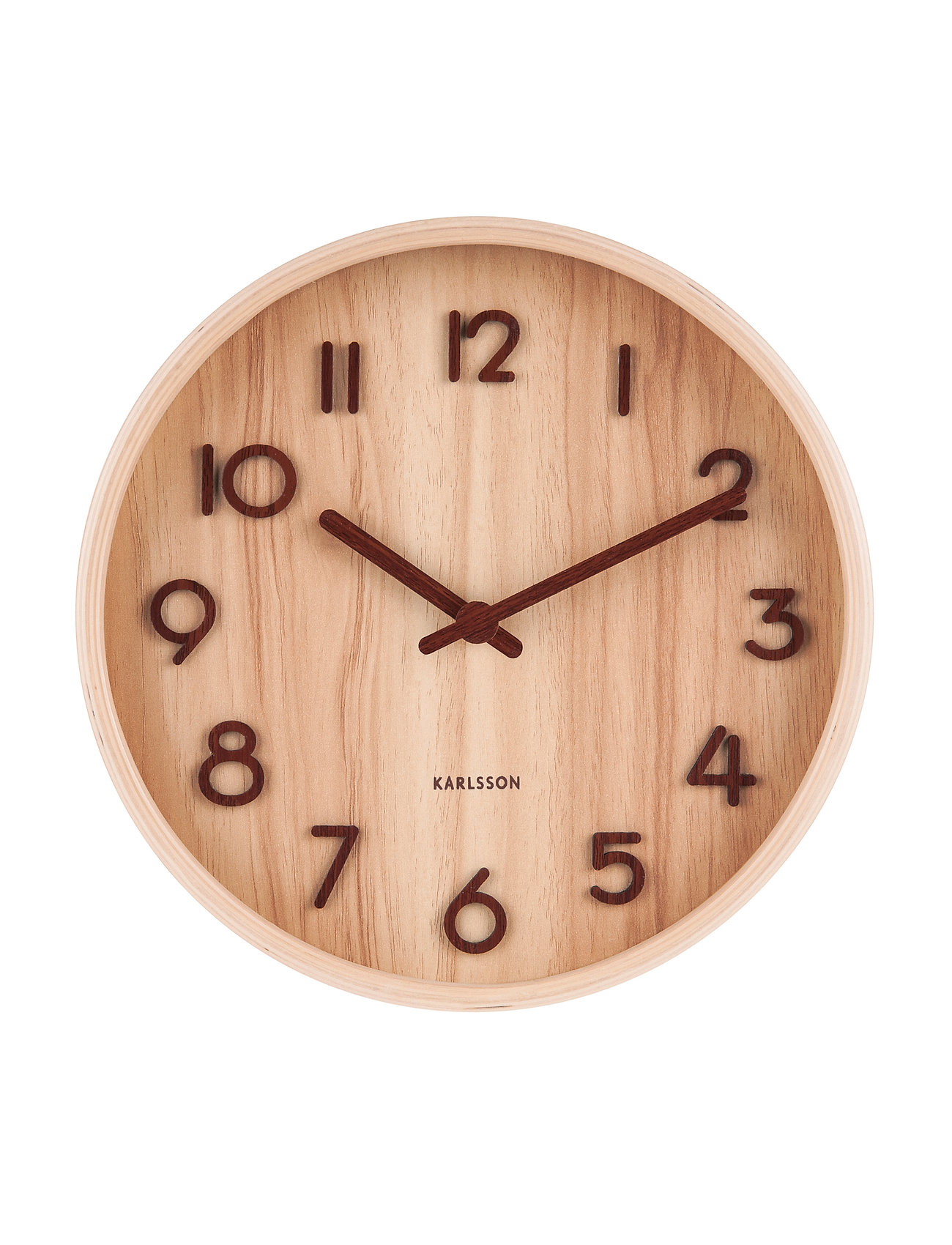 KARLSSON Wall Clock Pure Small Dark Basswood, Ø22 cm, Beige, Ure > Vægure, Unisex