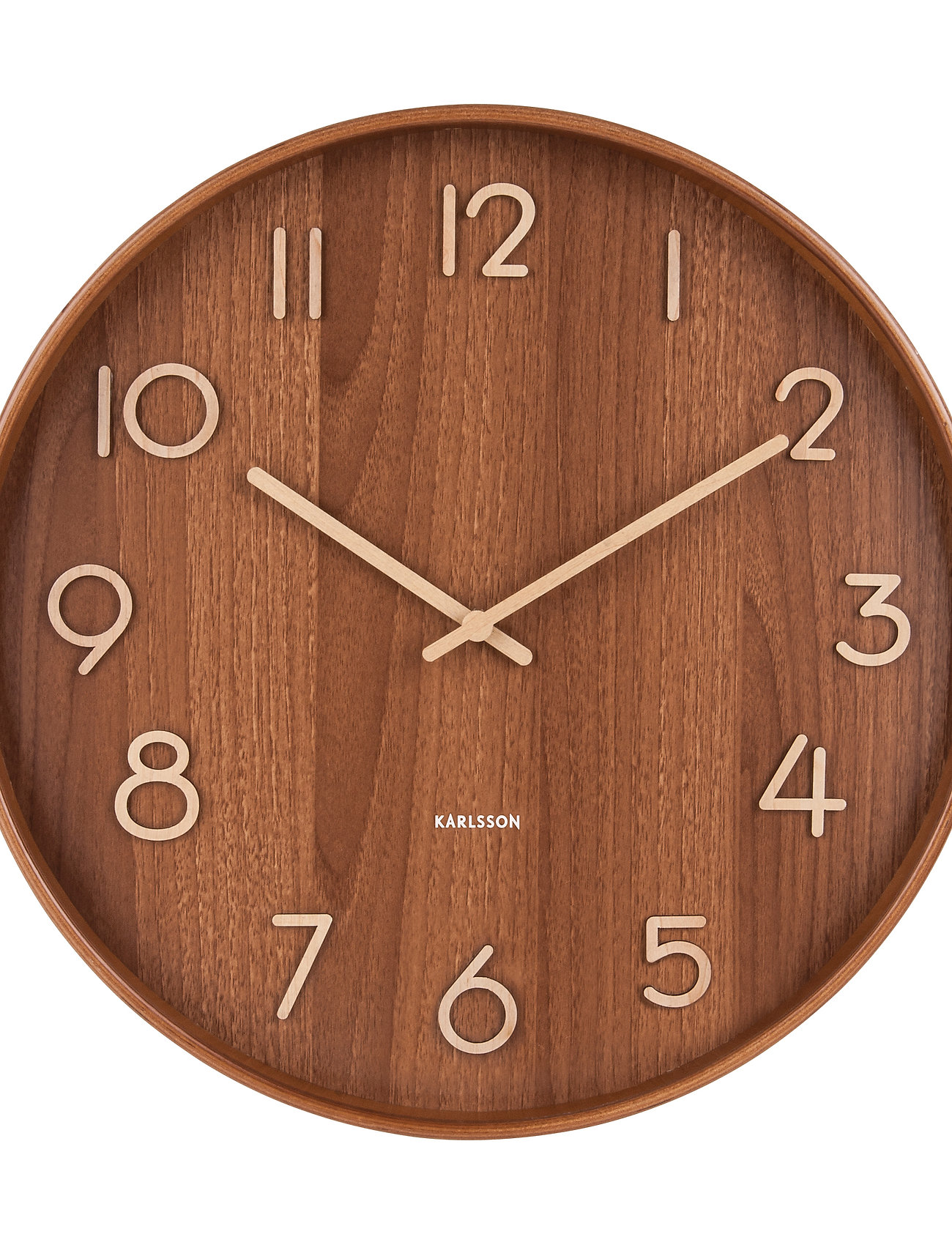 KARLSSON Wall Clock Pure Medium Light Basswood, Ø40 cm, Brown, Ure > Vægure, Unisex