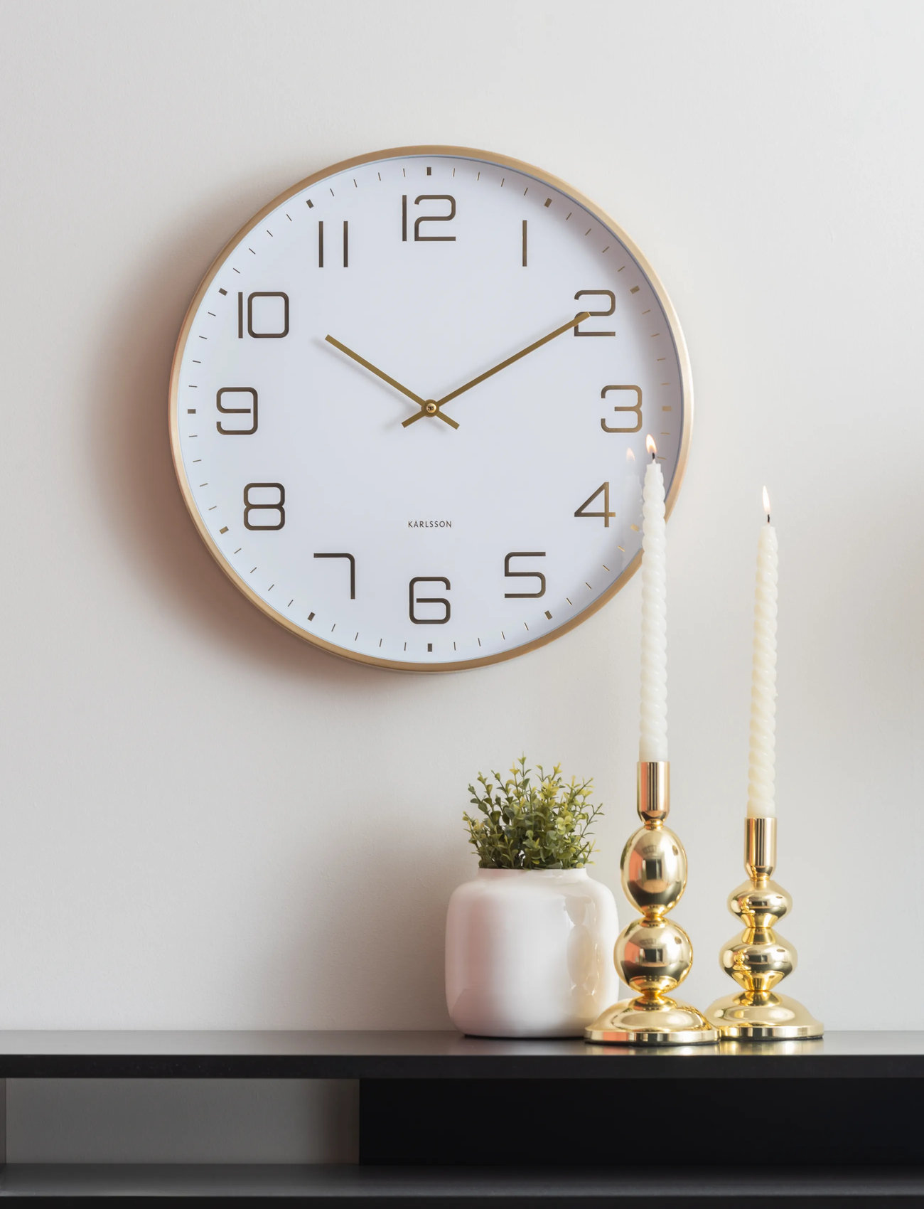 KARLSSON Wall Clock Elegance Glow White, Ø 40 cm, Gold, Ure > Vægure, Unisex