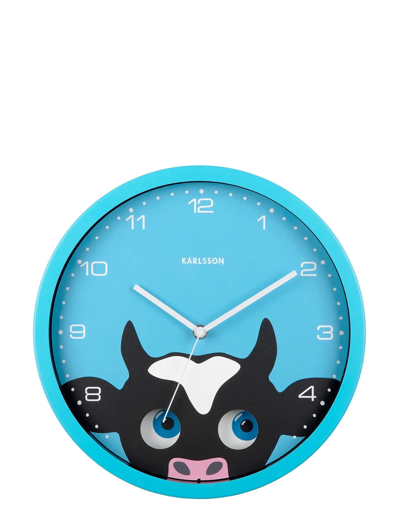 KARLSSON Wall Clock Peekaboo Cow Blue Blå