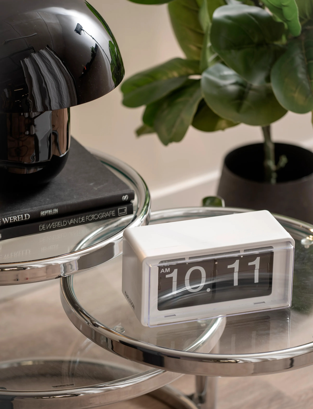 KARLSSON Wall/Table Clock Retro Boxed Flip White, H 10 cm, White, Ure > Kamin- Og Bordure, Unisex