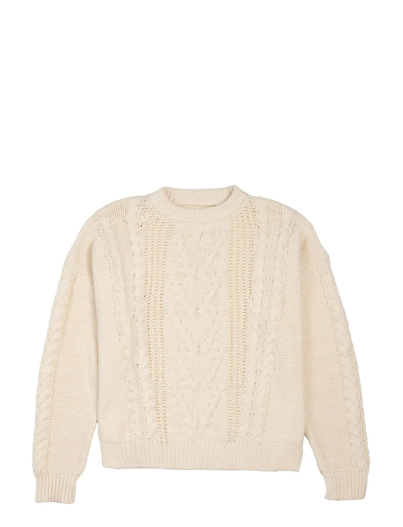 PROHIBITED Sunday Cable Knit Pullover Cream - L - Damen