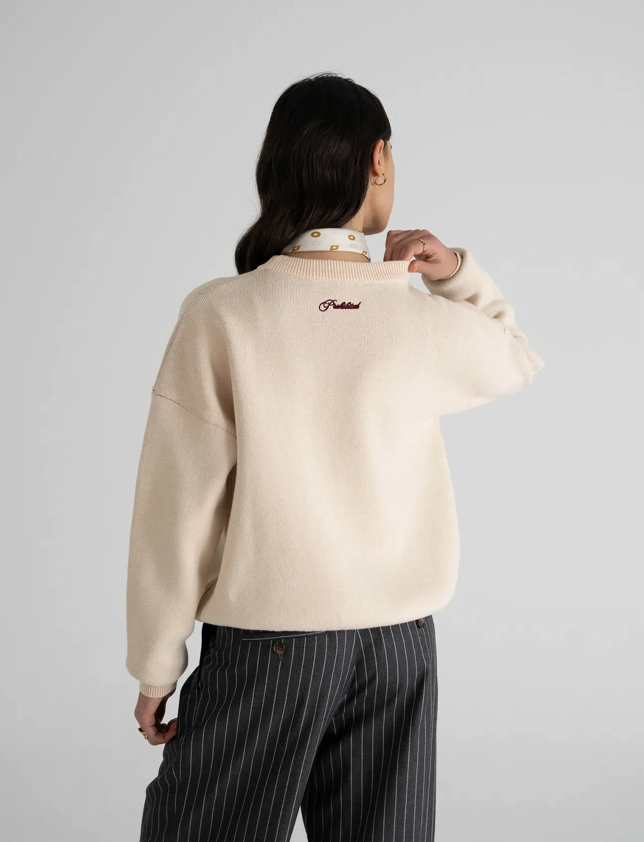Prohibited Initial Knit Sweater, XL, Cream, Strik > Runde Halse, Herre