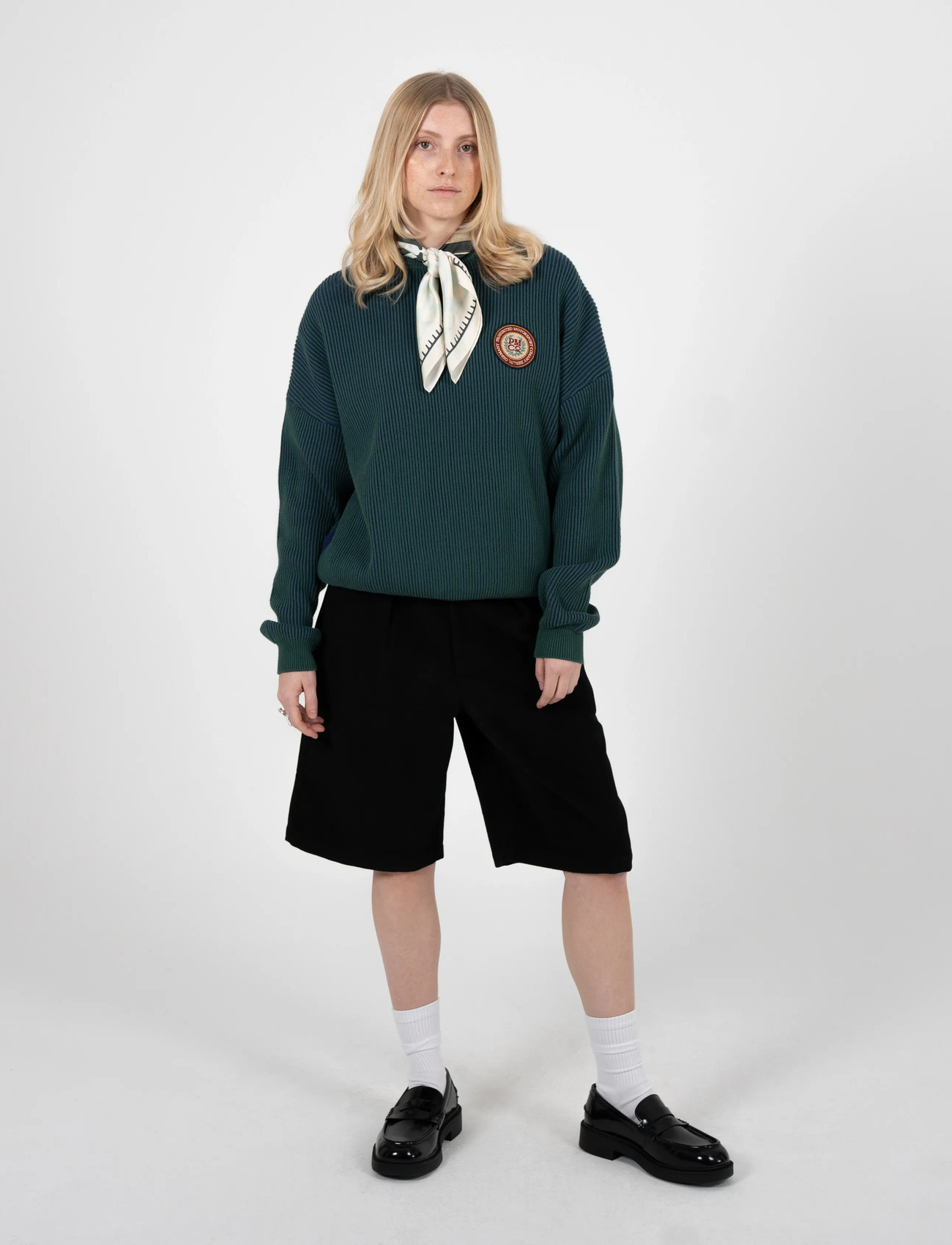 Prohibited Cutoff Knit Sweater Green, L, Green, Strik > Runde Halse, Herre
