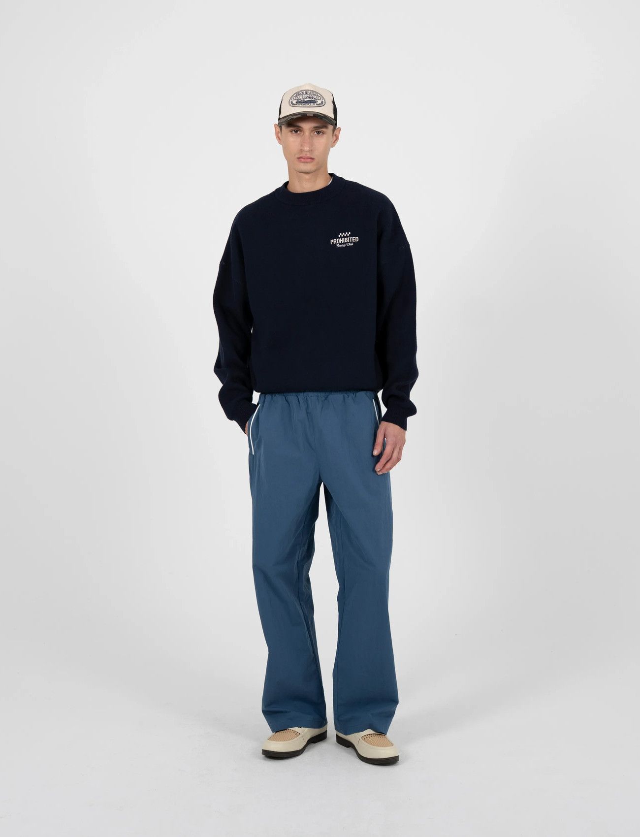 Prohibited Vortex Knit Sweater Navy, M, Navy, Strik > Runde Halse, Herre