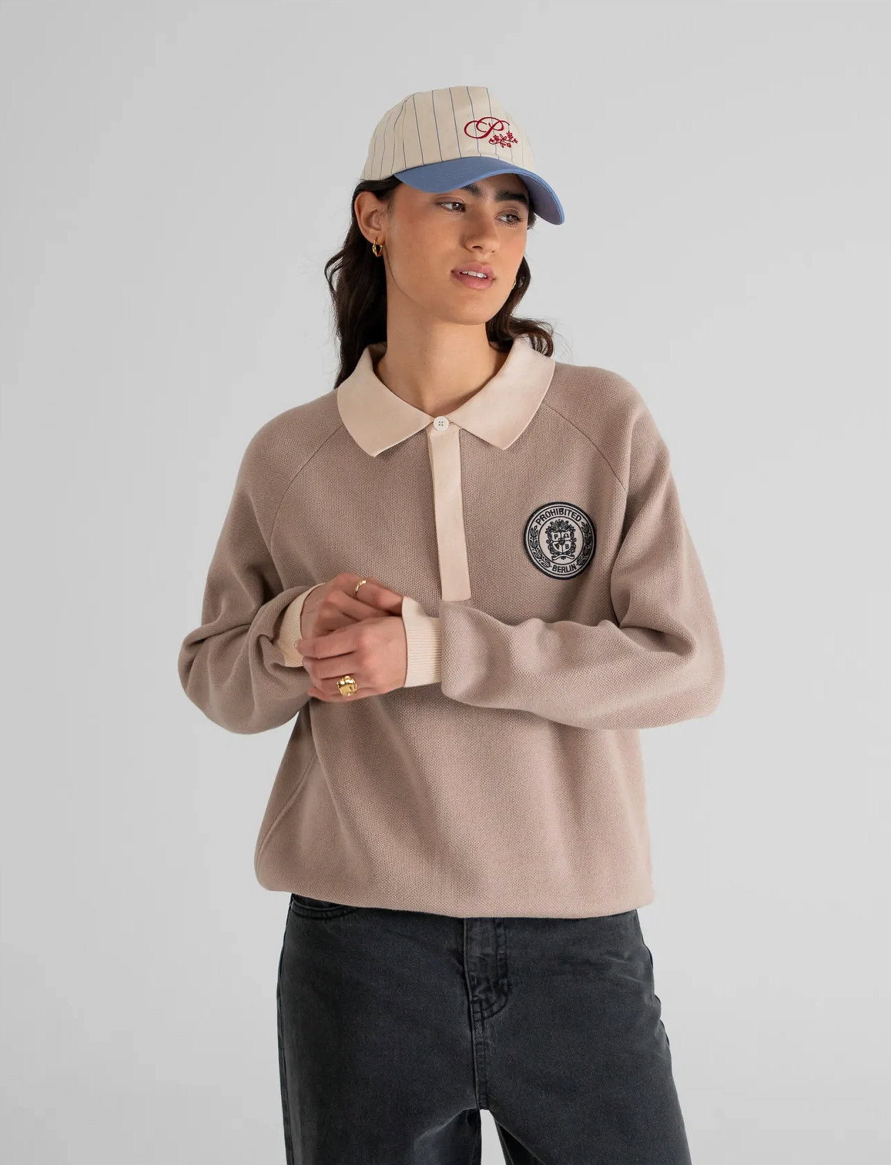 Prohibited Cup Knitted Jersey, L, Beige, Strik > Langærmede Strikkede Poloer, Herre
