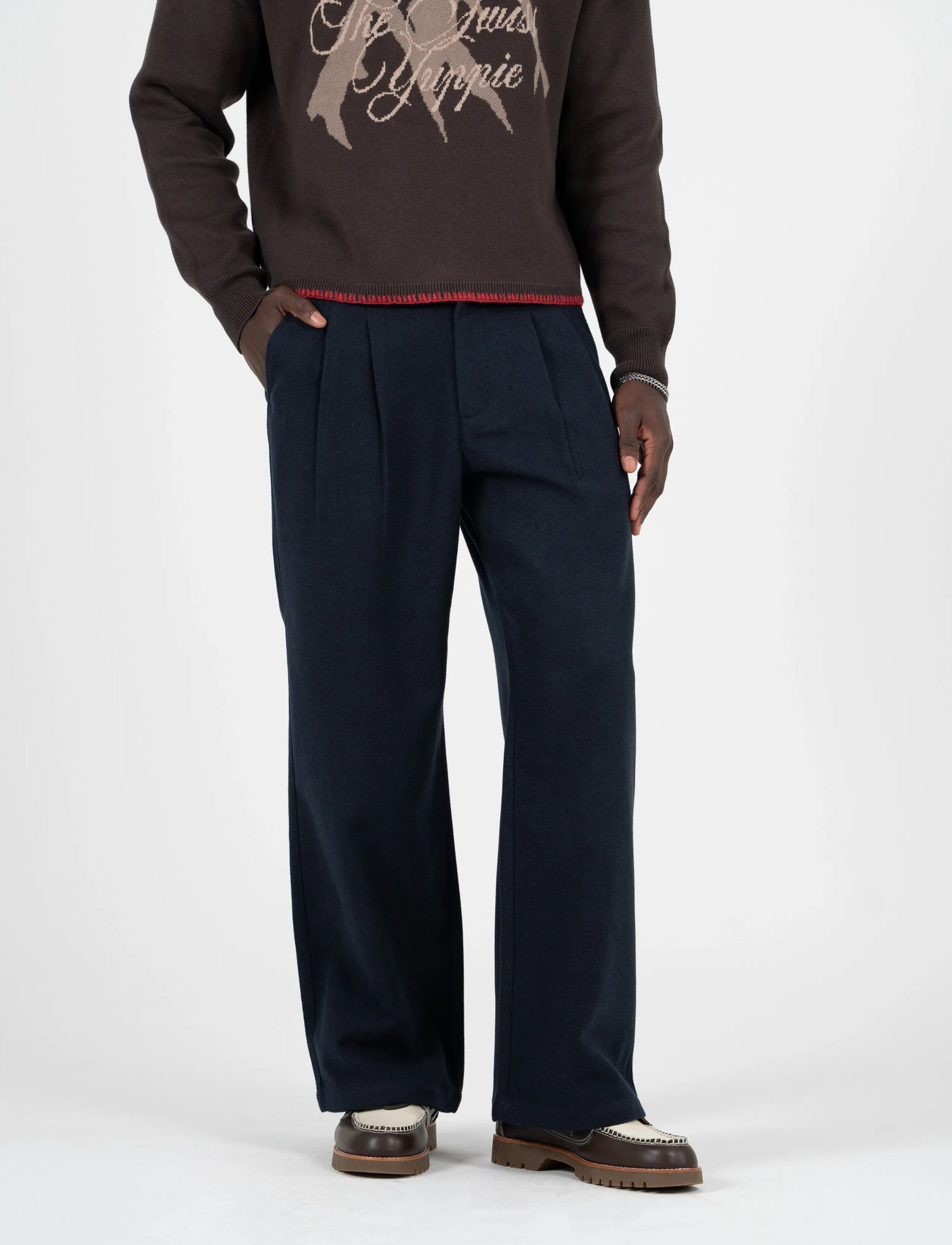 Prohibited Double Pleated Club Pants, 28 x 32, Navy, Bukser > Jakkesætsbukser, Dame