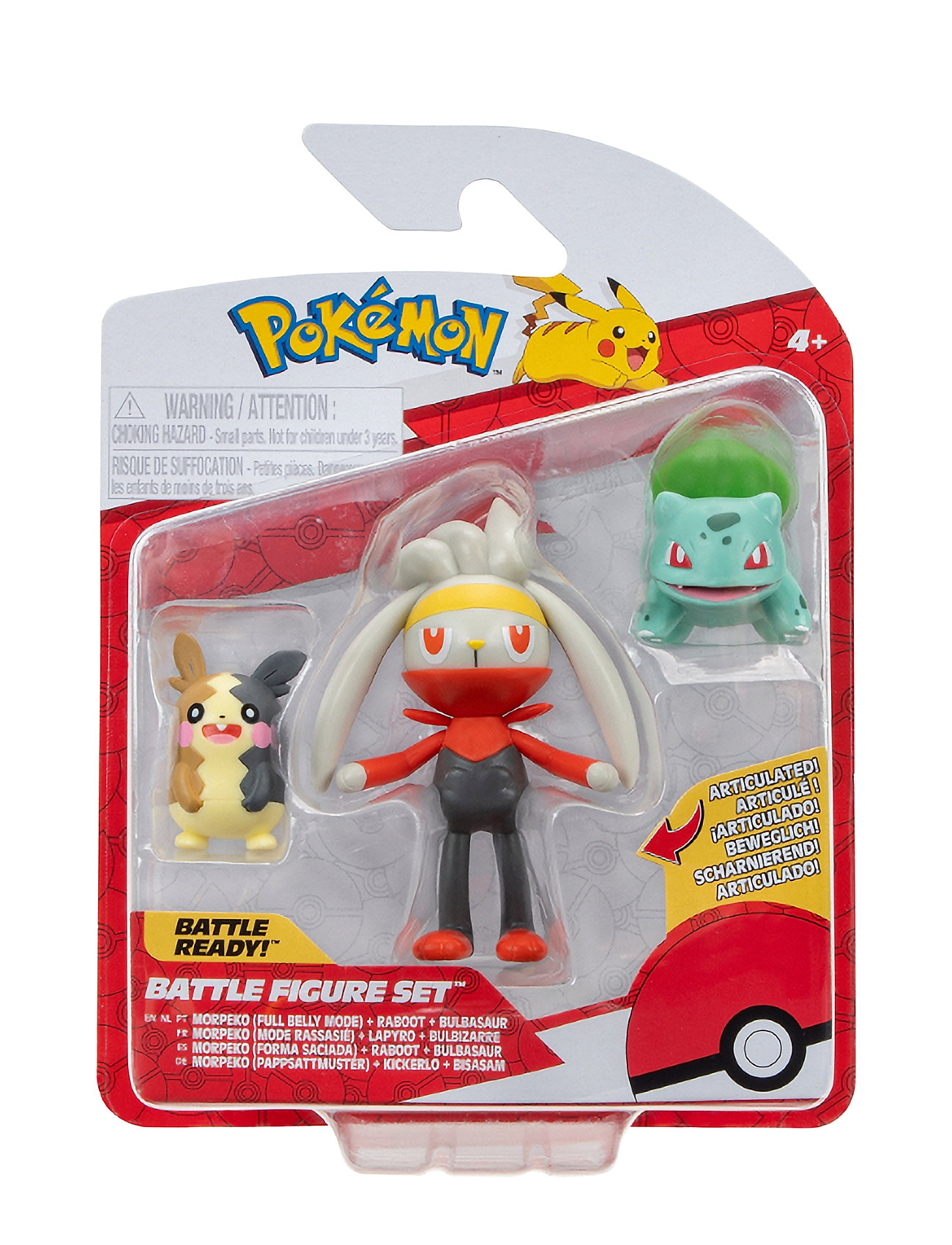 Pokemon Battle Figure 3 Pk Morpeko, Bulbasaur Toys Playsets & Action Figures Action Figures Multi/patterned Pokemon