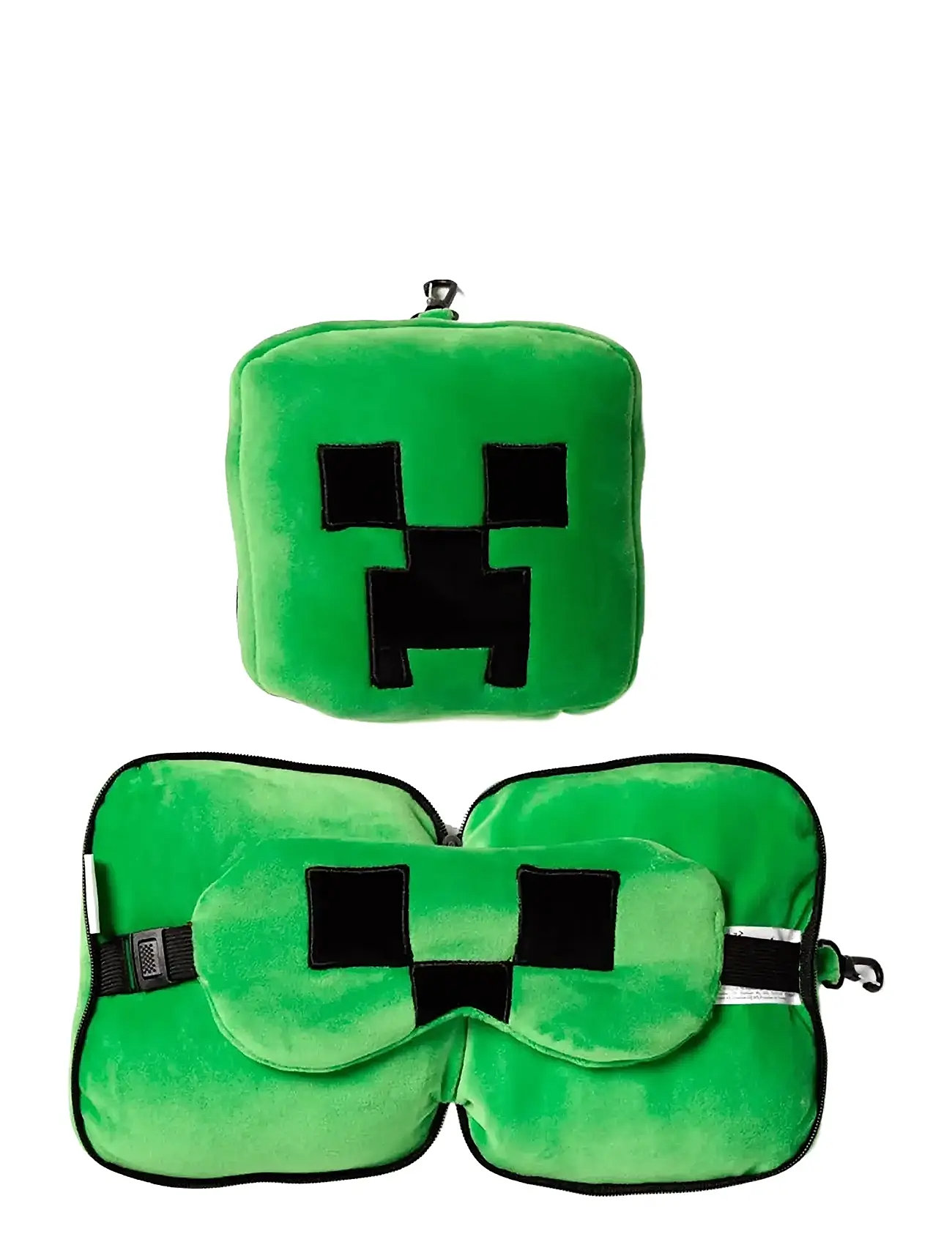 Puckator Relaxeazzz Minecraft Axolotl Shaped Plush Travel Pillow & Eye Mask Grön