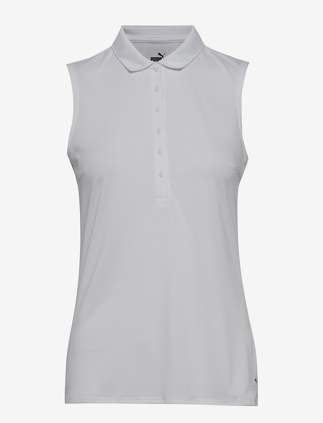 white sleeveless polo