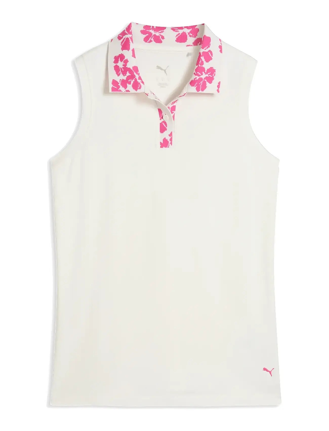 PUMA GOLF W Modalon Floral Rib Sl Polo Weiß - L - Damen