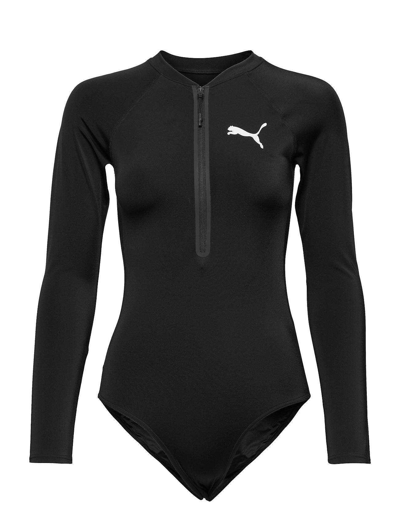 Puma Swim Women Long Sleeve Surf Suit 1P Badedrakt Badetøy Black Puma Swim