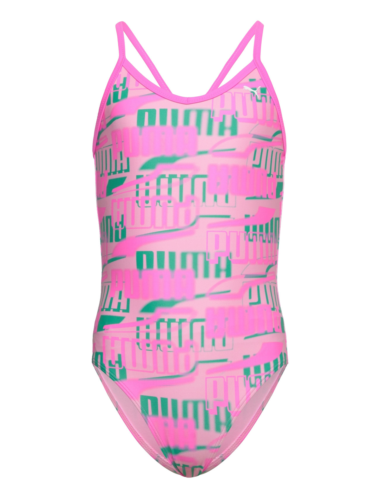 Puma Swim Girls Printed Swimsuit 1P Pink Puma Swim