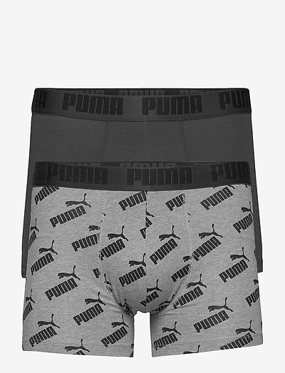 PUMA MEN AOP BOXER 2P - boxer briefs - dark grey melange / black