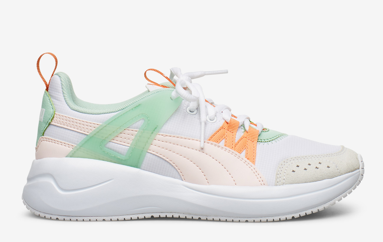 puma white and green sneakers