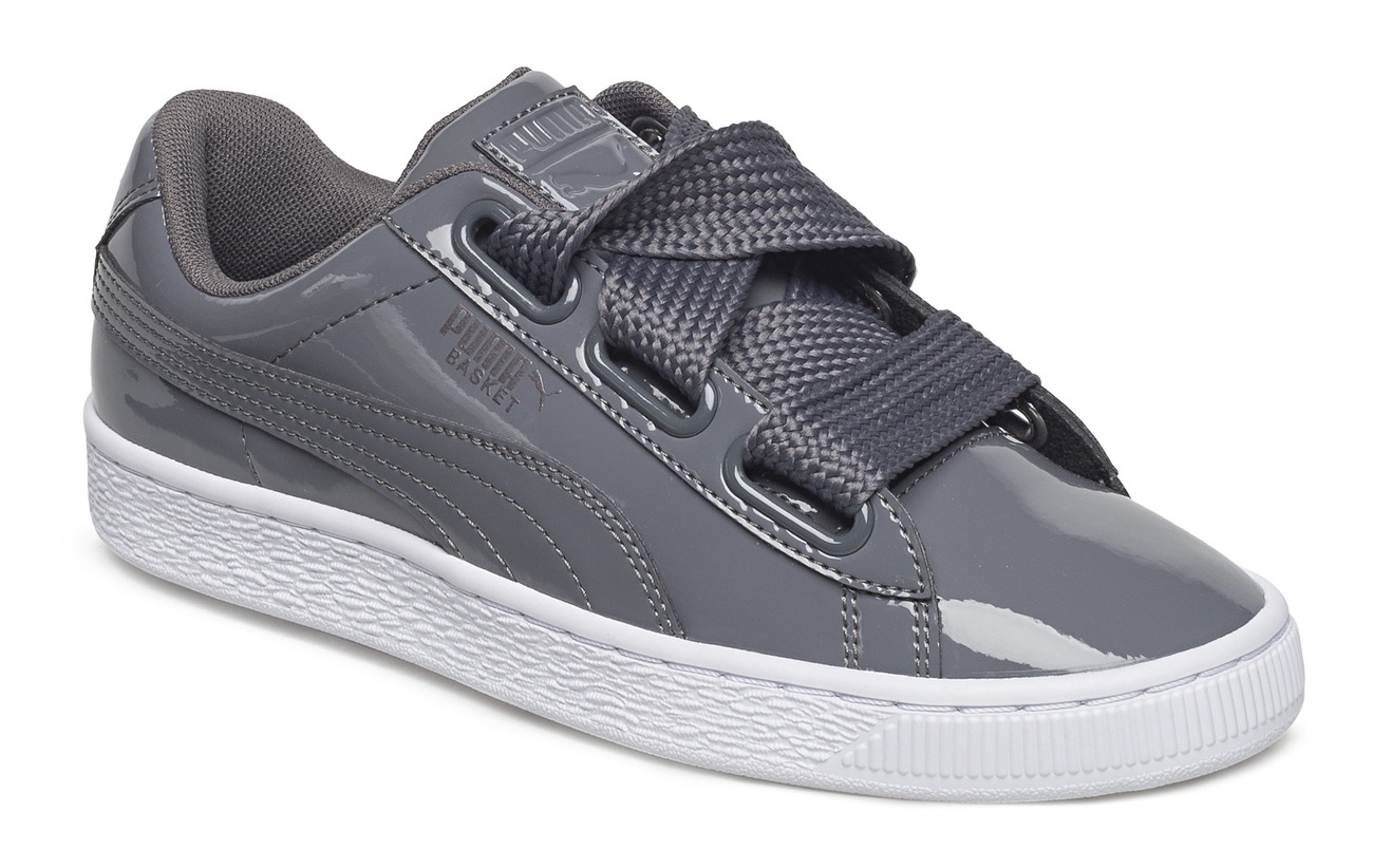 puma basket heart patent grey