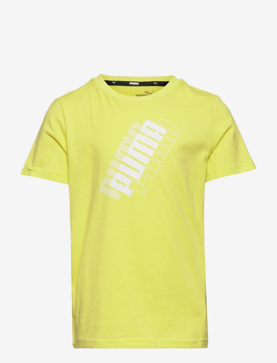 Puma Power Logo Tee B - wzorzysty t-shirt z krótkimi rękawami - lemon sherbert