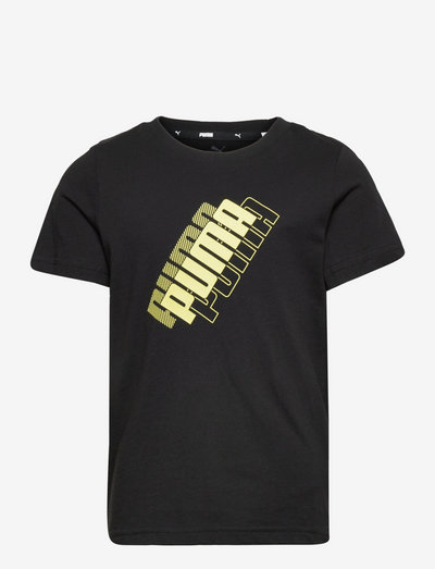 Puma Power Logo Tee B - kortærmede t-shirts med mønster - puma black-lemon