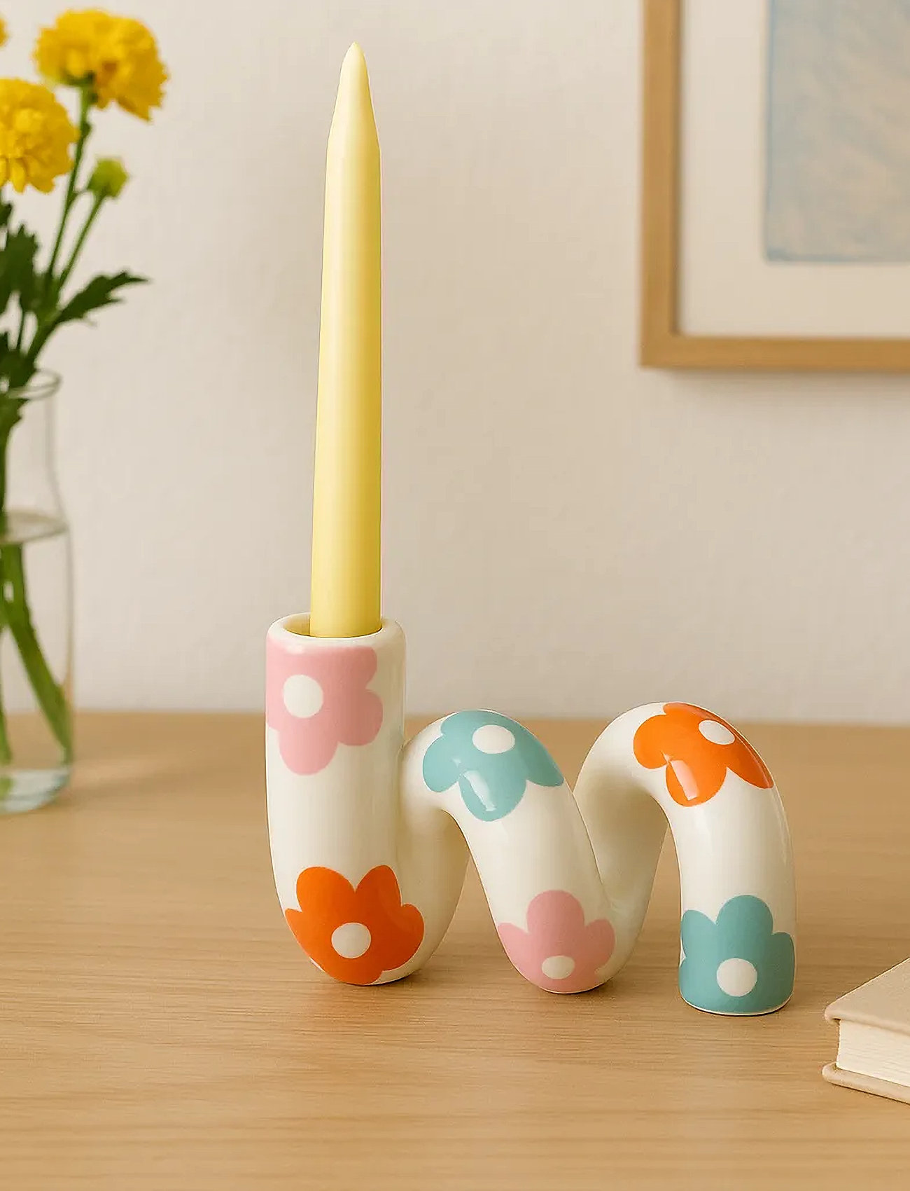 Que Rico Lysestage - Belinda - Flower Power, 10 cm, Multi/patterned, Lysestager & Lanterner > Lysestager, Unisex